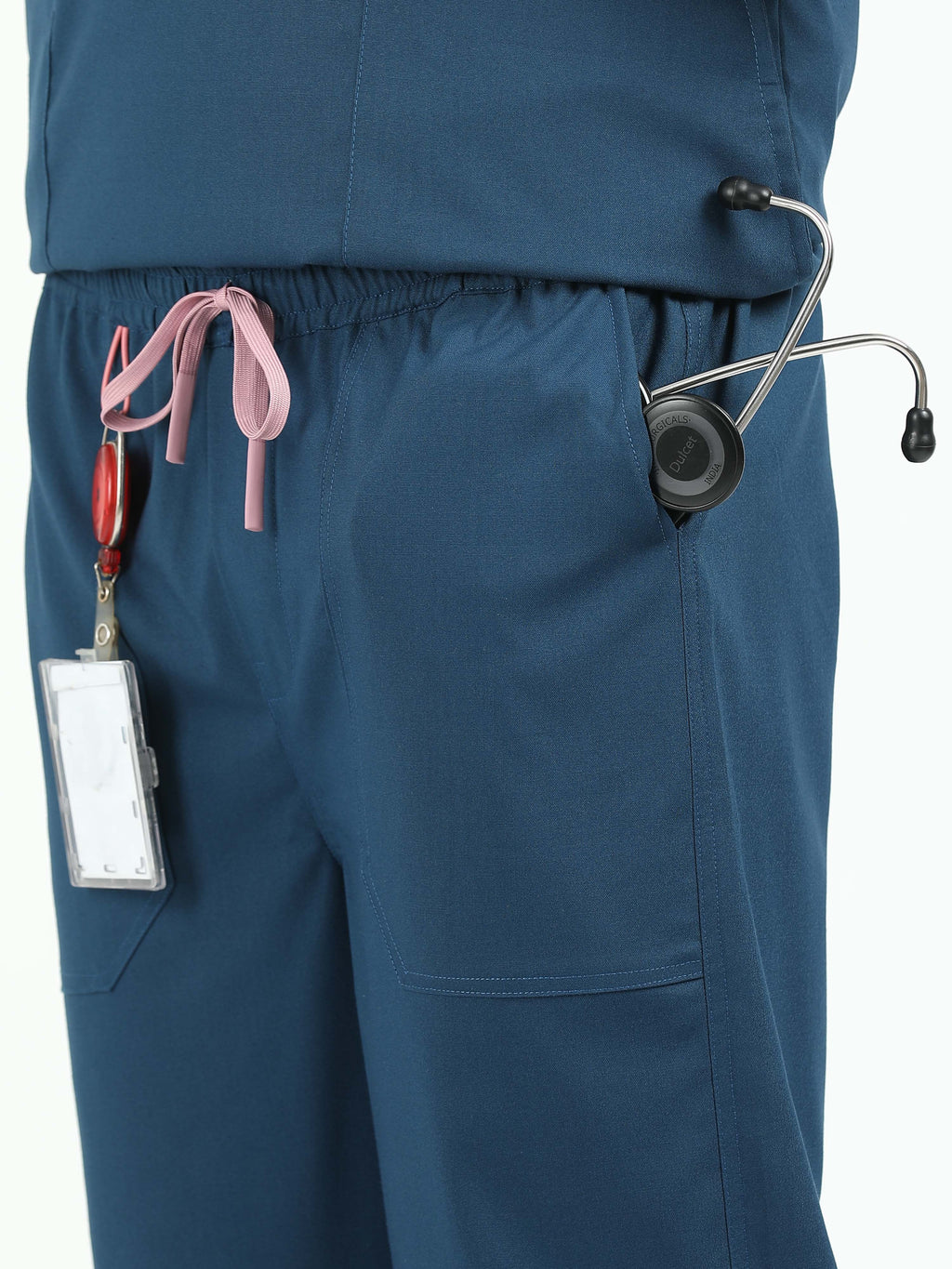 Men’s Galaxy Blue Medical Scrub Set – V-Neck Top & Straight Pants | Twill Fabric, Durable & Antibacterial – Eco Flex