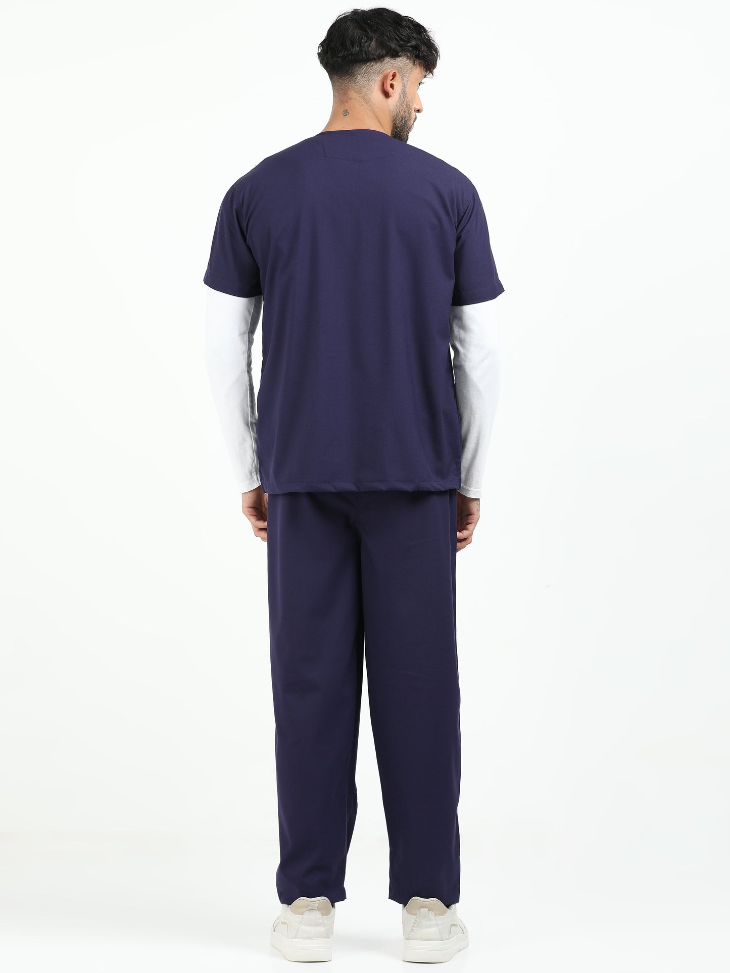 Men’s Navy Medical Scrub Set – V-Neck Top & Straight Pants | 2-Way Stretch, Antibacterial & Durable – Apollo
