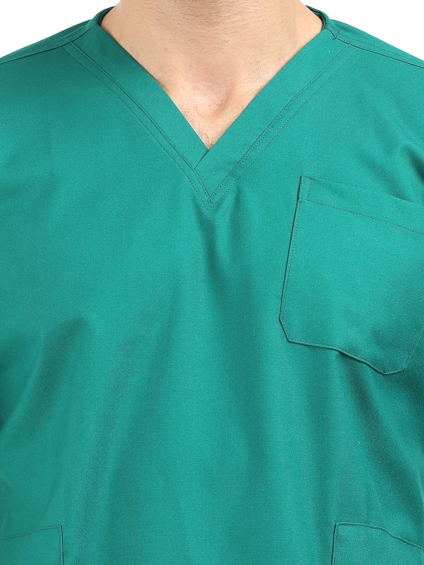 Men’s Forest Green Medical Scrub Set – V-Neck Top & Straight Pants | Twill Fabric, Lightweight & Breathable – Eco Flex