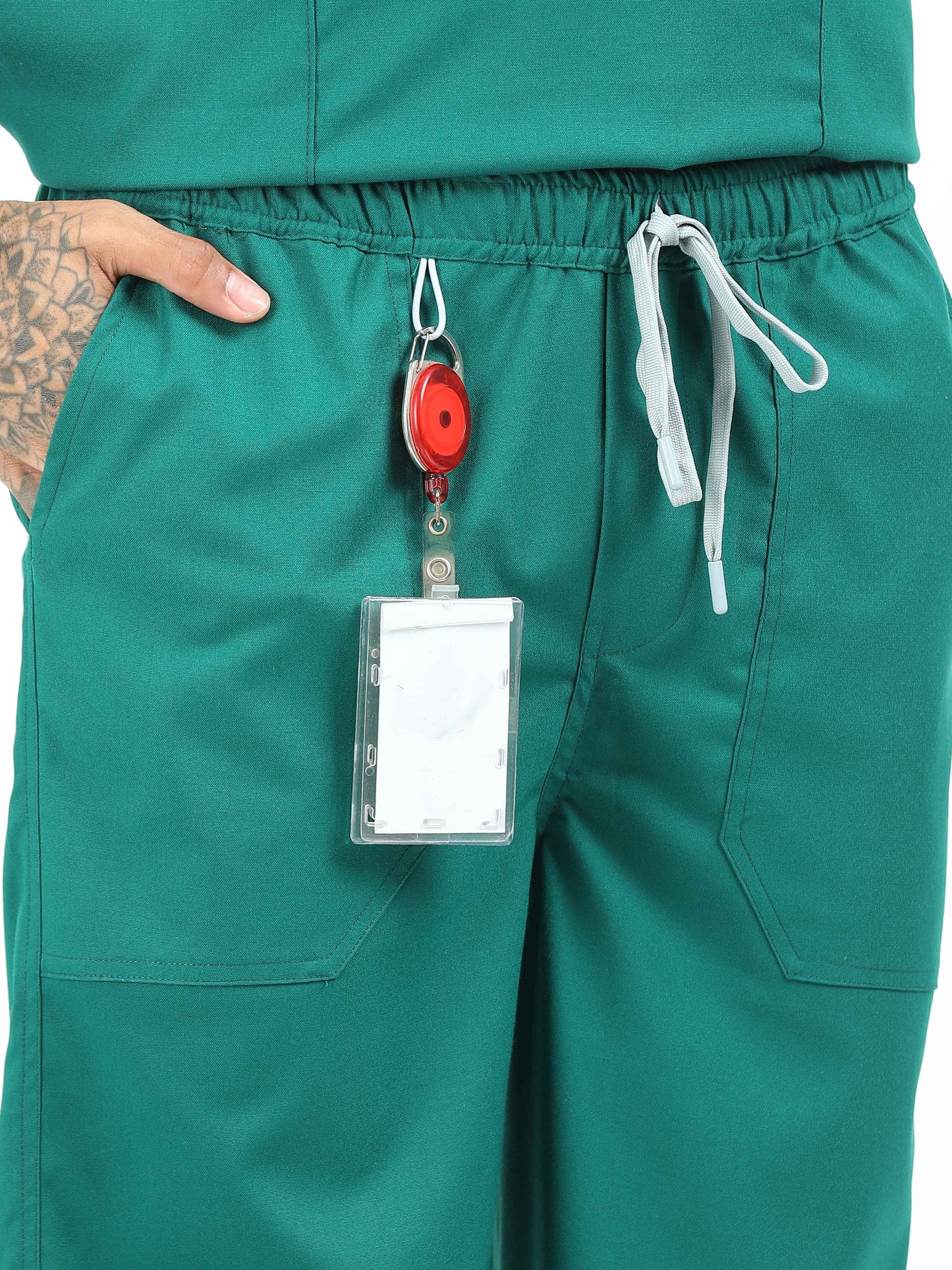 Men’s Forest Green Medical Scrub Set – V-Neck Top & Straight Pants | Twill Fabric, Lightweight & Breathable – Eco Flex