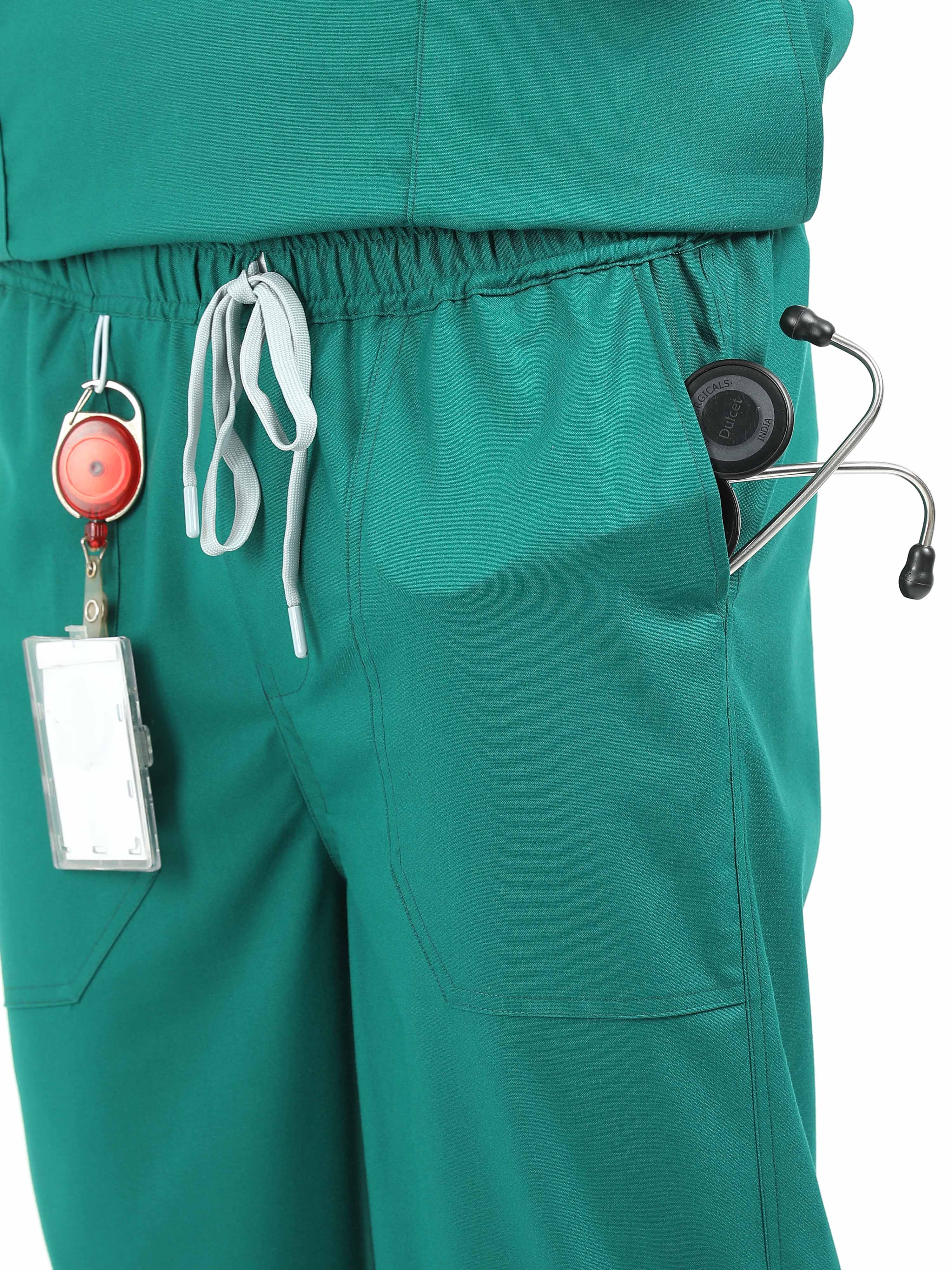 Men’s Forest Green Medical Scrub Set – V-Neck Top & Straight Pants | Twill Fabric, Lightweight & Breathable – Eco Flex