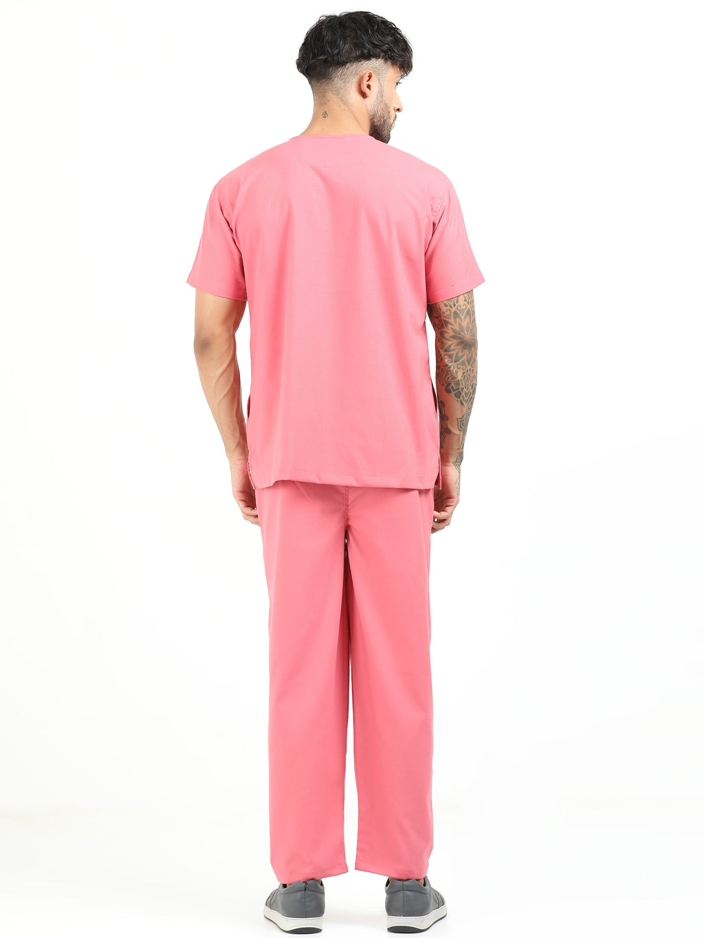 Men’s Mauve Medical Scrub Set – V-Neck Top & Straight Pants | Twill Fabric, Lightweight & Antibacterial – Eco Flex