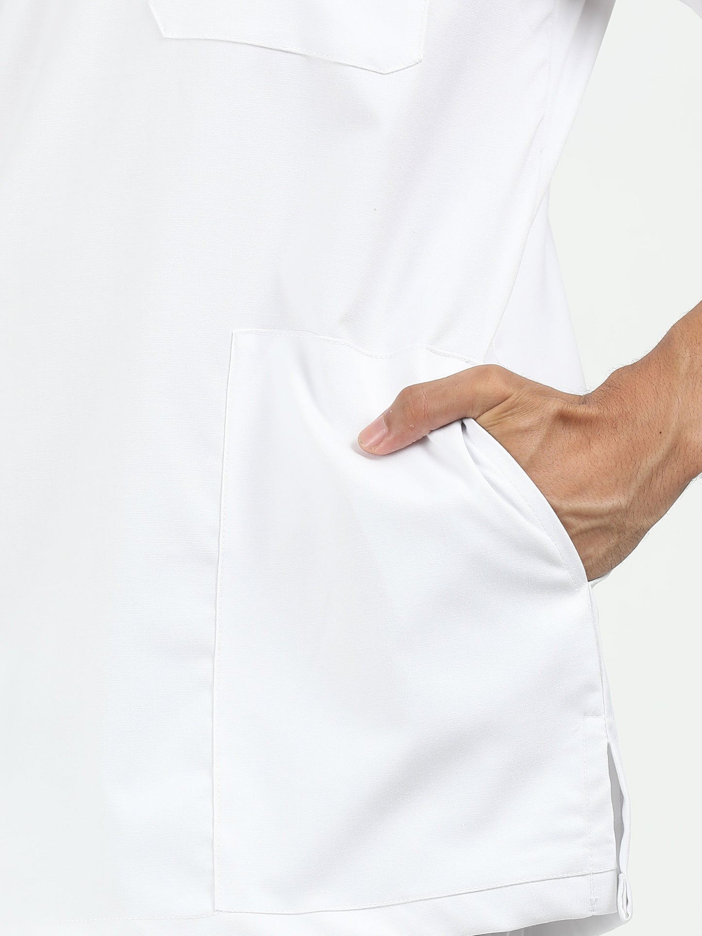Men’s Snow White Medical Scrub Set – V-Neck Top & Straight Pants | 2-Way Stretch, Breathable & Antibacterial – Apollo