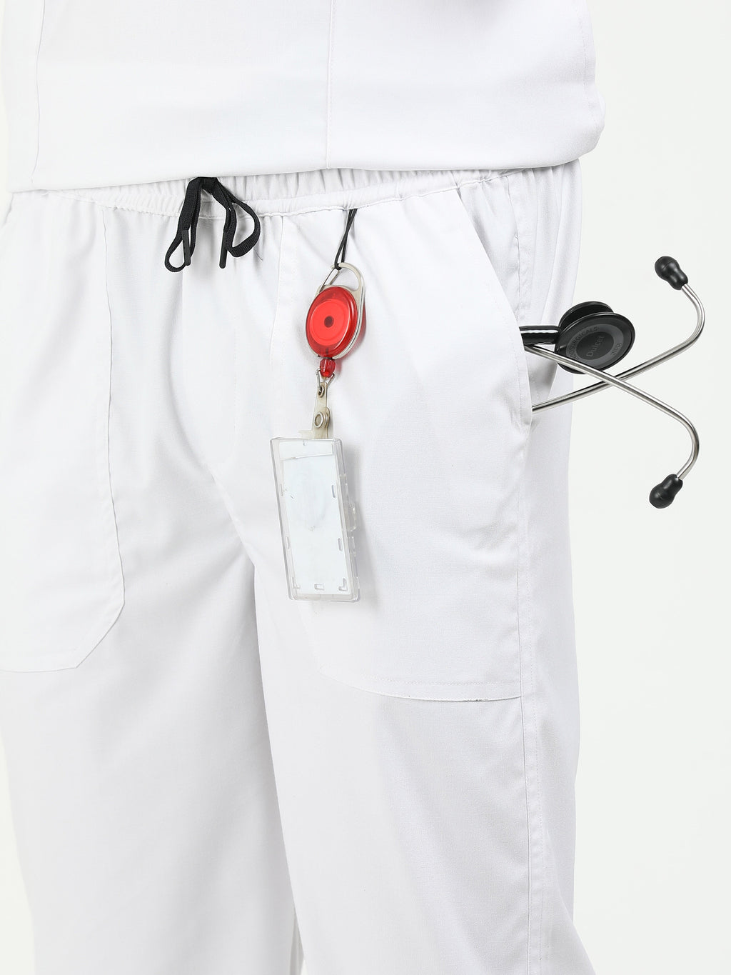 Men’s Snow White Medical Scrub Set – V-Neck Top & Straight Pants | 2-Way Stretch, Breathable & Antibacterial – Apollo