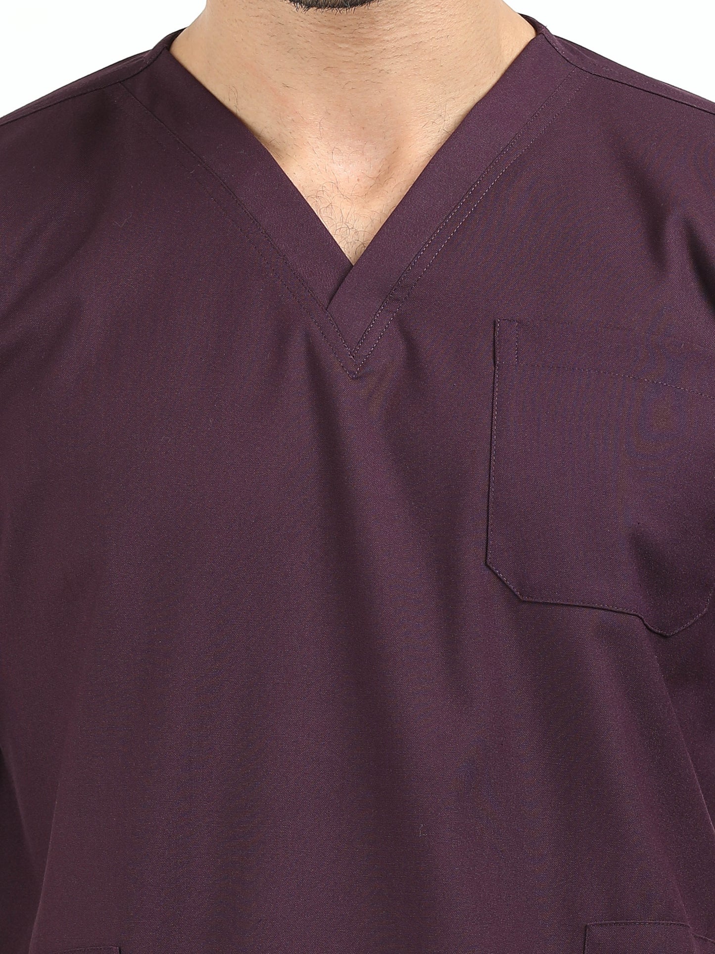 Men’s Wine Medical Scrub Set – V-Neck Top & Straight Pants | Twill Fabric, Breathable & Fade-Resistant – Eco Flex