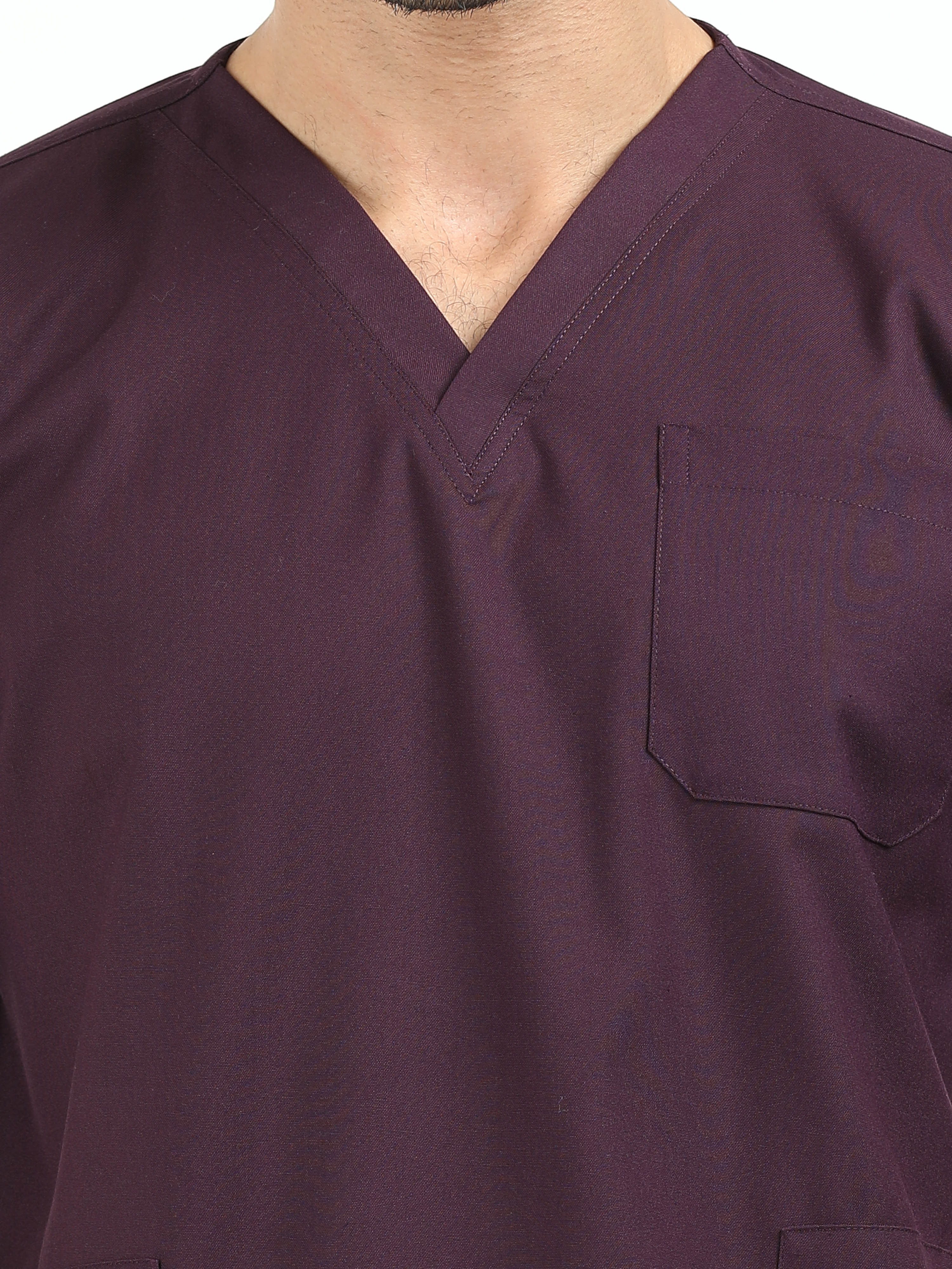 Men’s Wine Medical Scrub Set – V-Neck Top & Straight Pants | Twill Fabric, Breathable & Fade-Resistant – Eco Flex