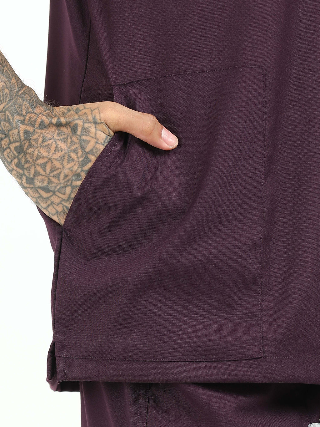 Men’s Wine Medical Scrub Set – V-Neck Top & Straight Pants | Twill Fabric, Breathable & Fade-Resistant – Eco Flex