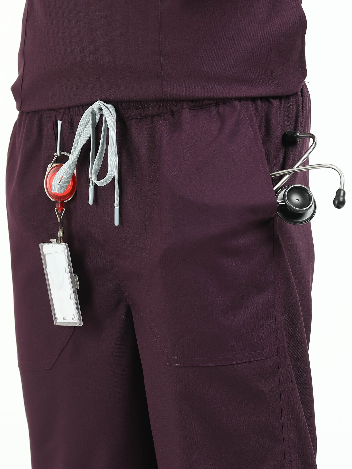 Men’s Wine Medical Scrub Set – V-Neck Top & Straight Pants | 2-Way Stretch, Breathable & Fade-Resistant – Apollo