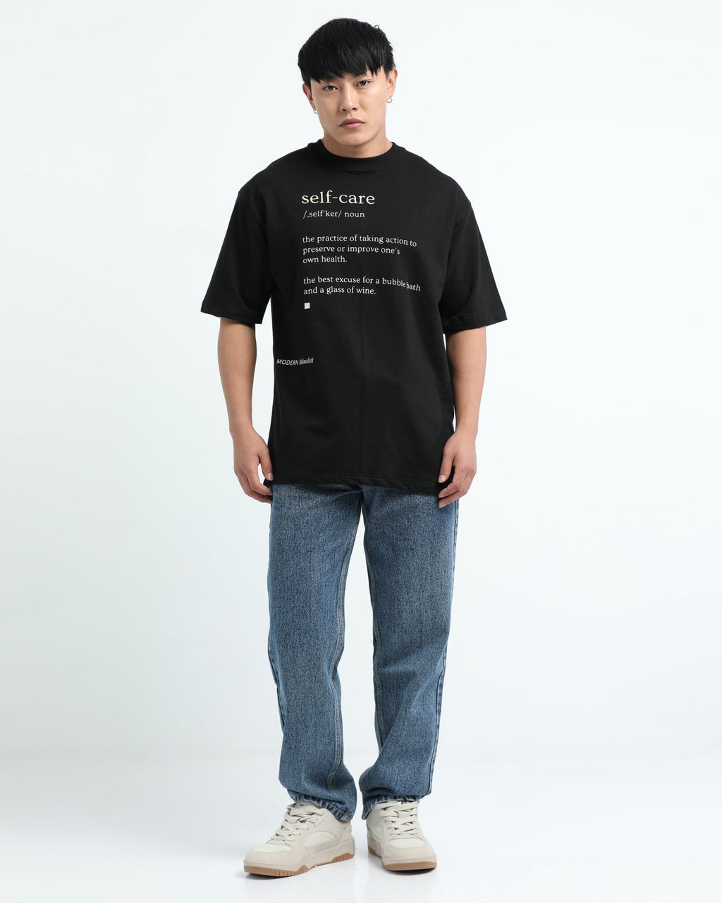 SELF CARE BLACK TEE - Relaxed Fit