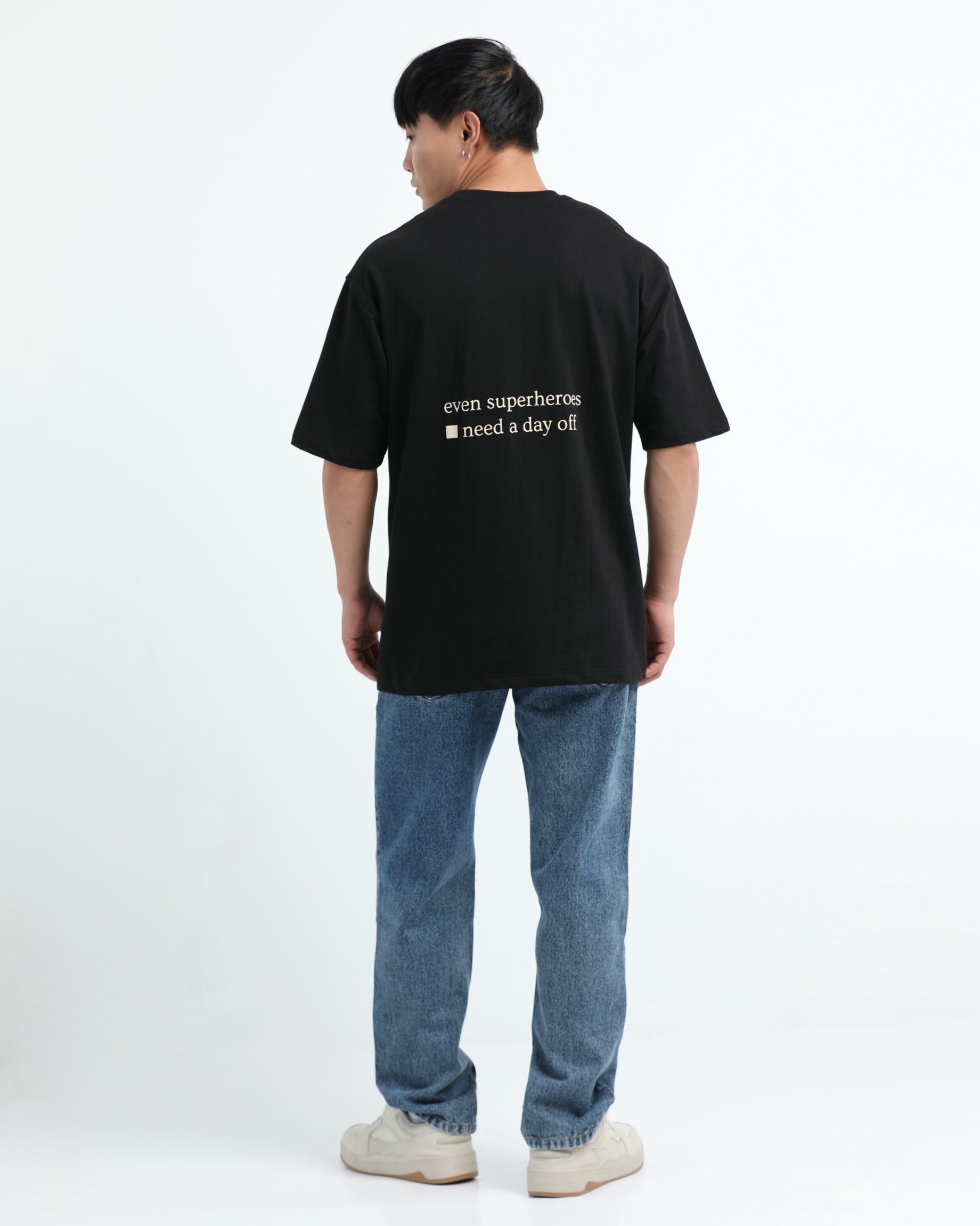 SELF CARE BLACK TEE - Relaxed Fit