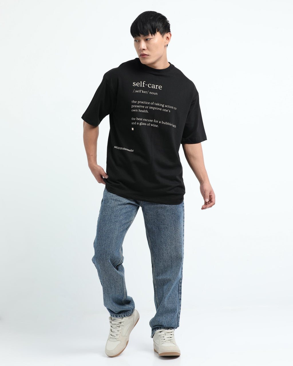 SELF CARE BLACK TEE - Relaxed Fit