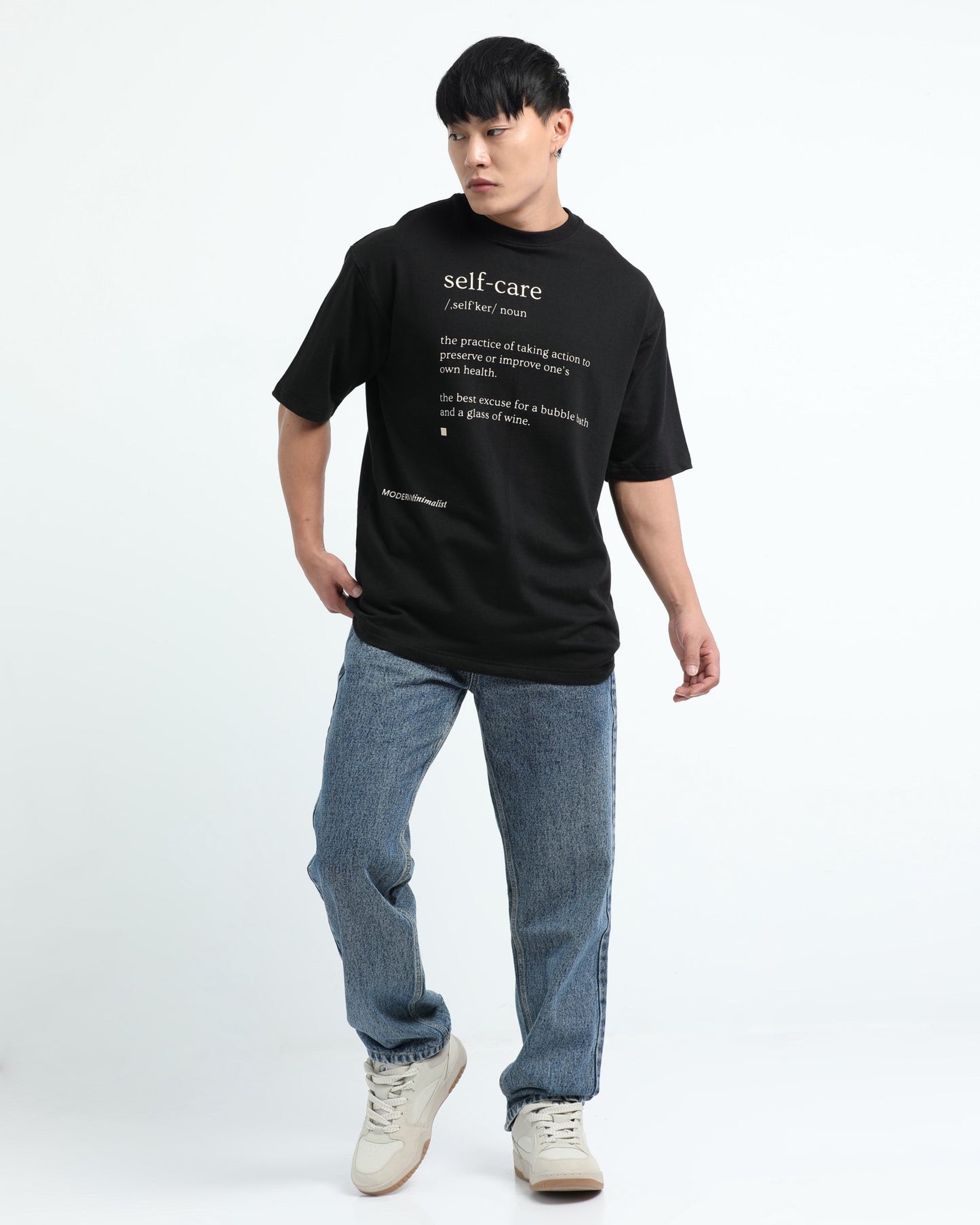 SELF CARE BLACK TEE - Relaxed Fit