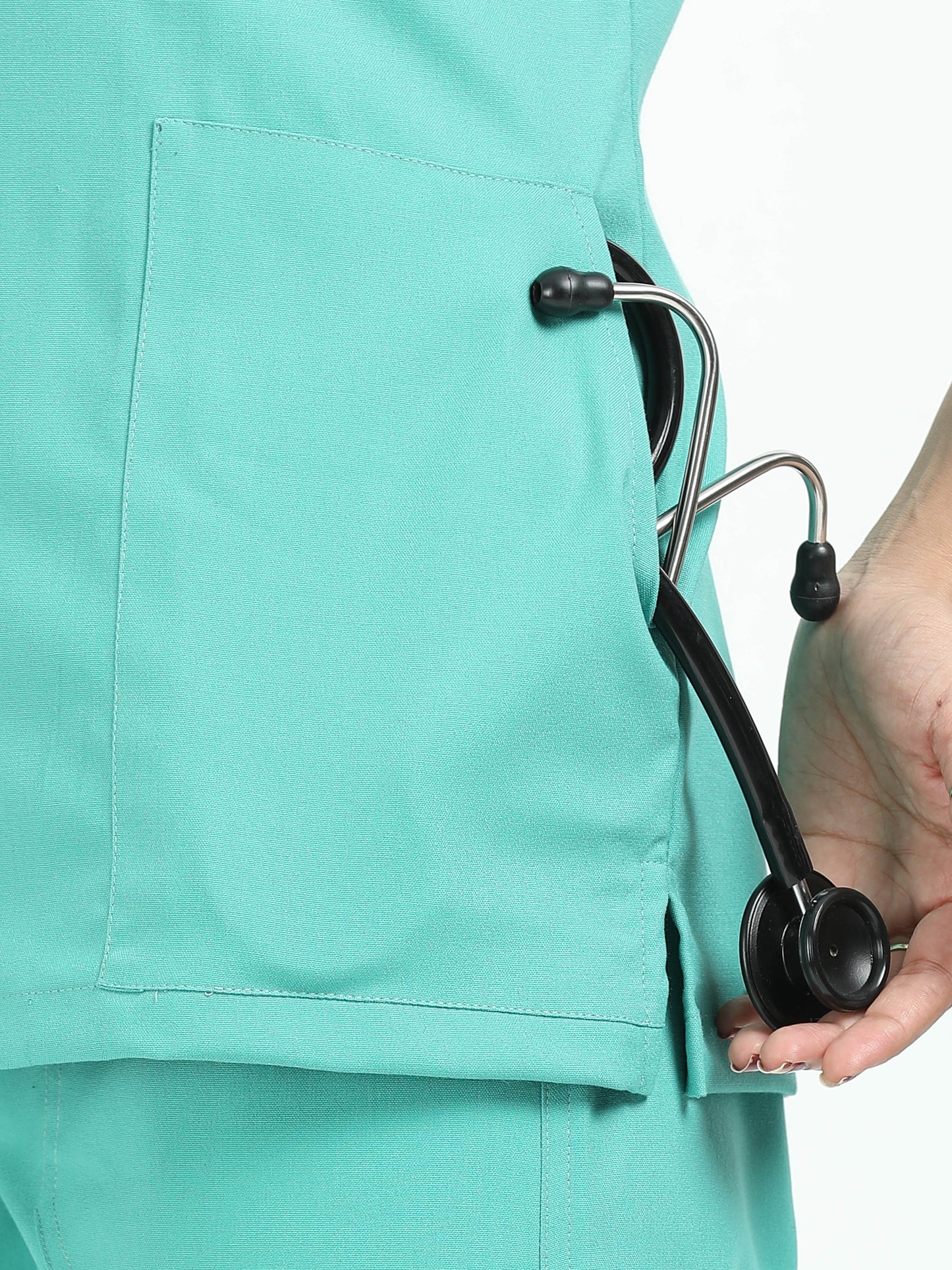 Women’s Sea Green Medical Scrub Set – V-Neck Top & Straight Pants | Twill Fabric, Antibacterial & Quick-Dry – Eco Flex