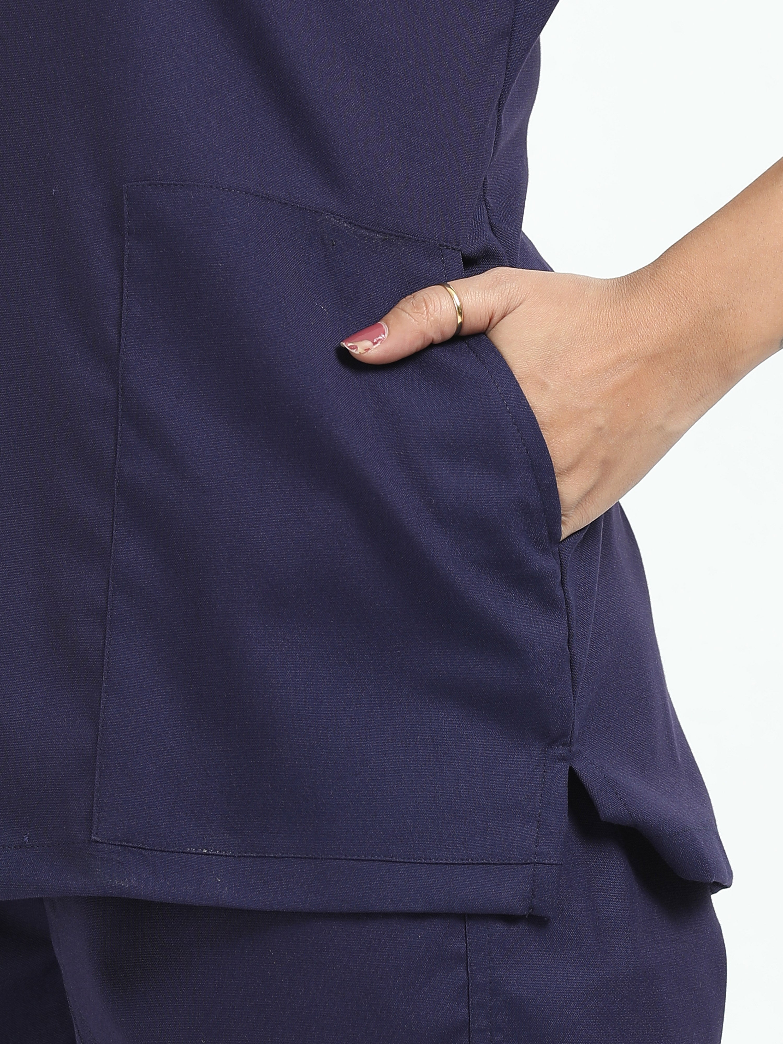 Women’s Navy Medical Scrub Set – V-Neck Top & Straight Pants | 2-Way Stretch, Antibacterial & Quick-Dry Fabric – Apollo