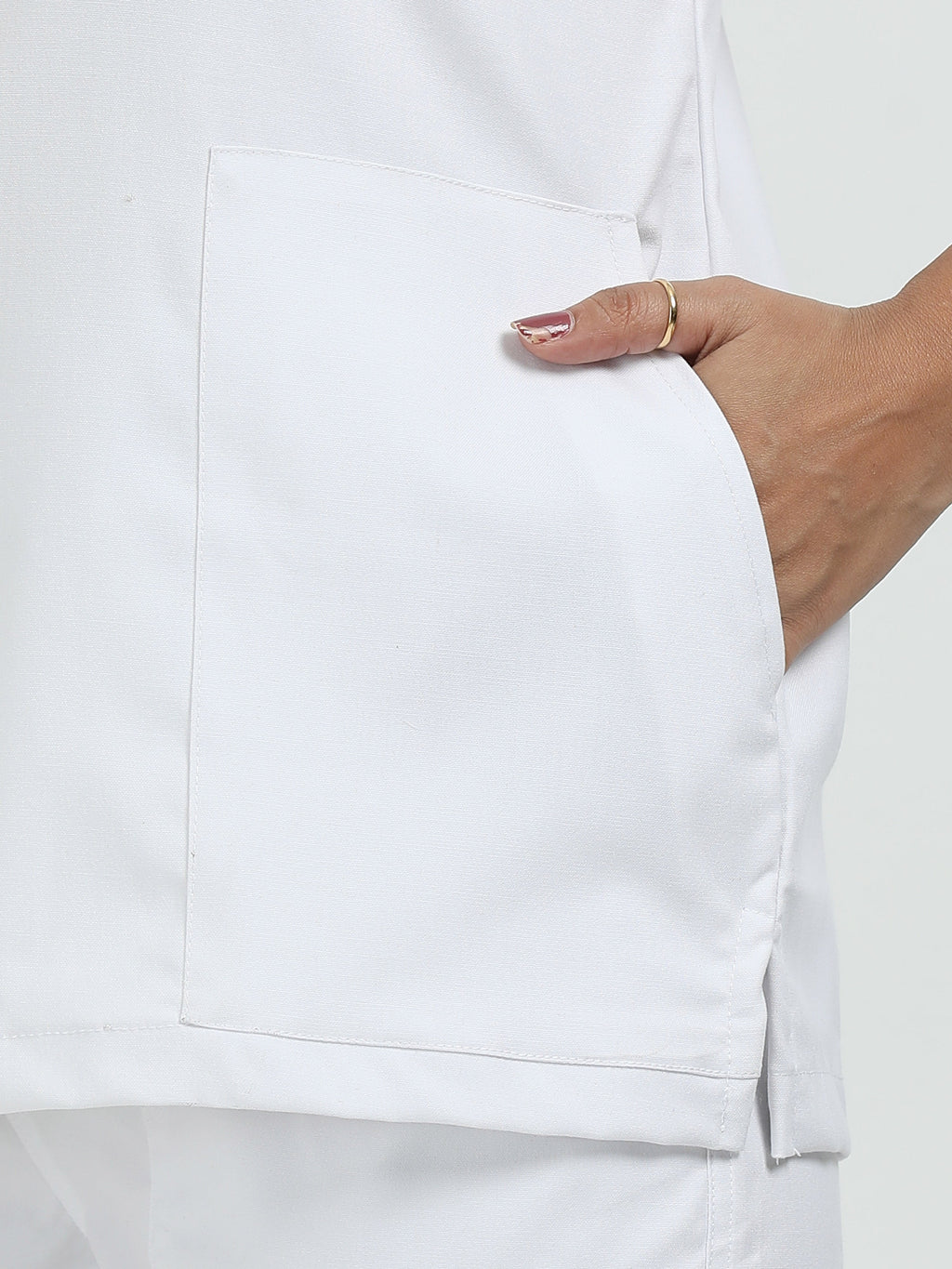 Women's Snow White Medical Scrub Set – V-Neck Top & Straight Pants | Twill Fabric, Breathable & Antibacterial – Eco Flex