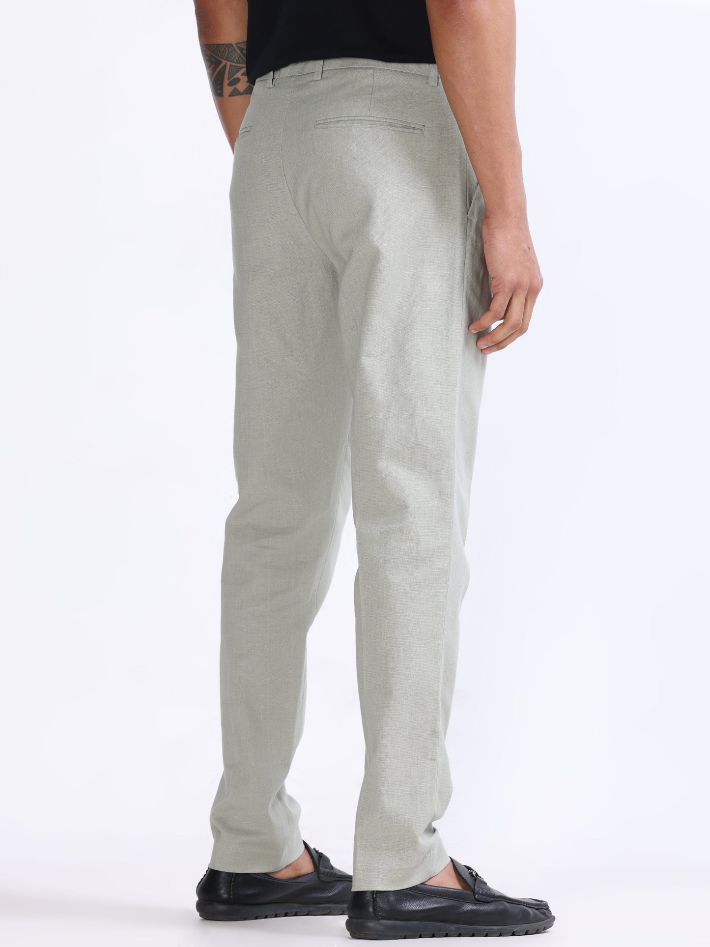Raw Slub Pistachio Pleated Pant