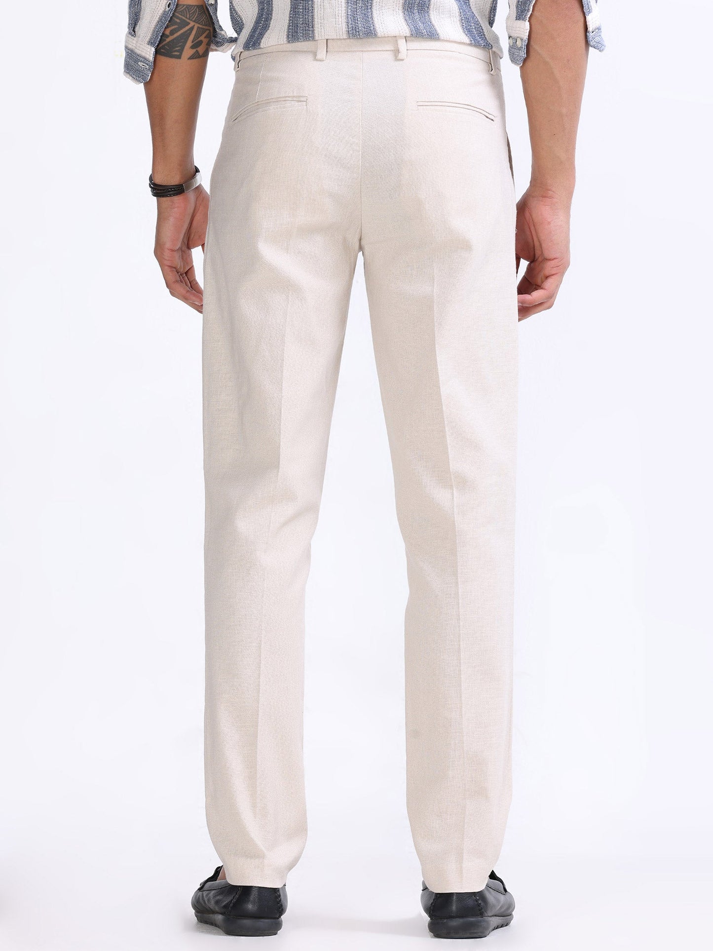 Raw Slub Cream Pleated Pant
