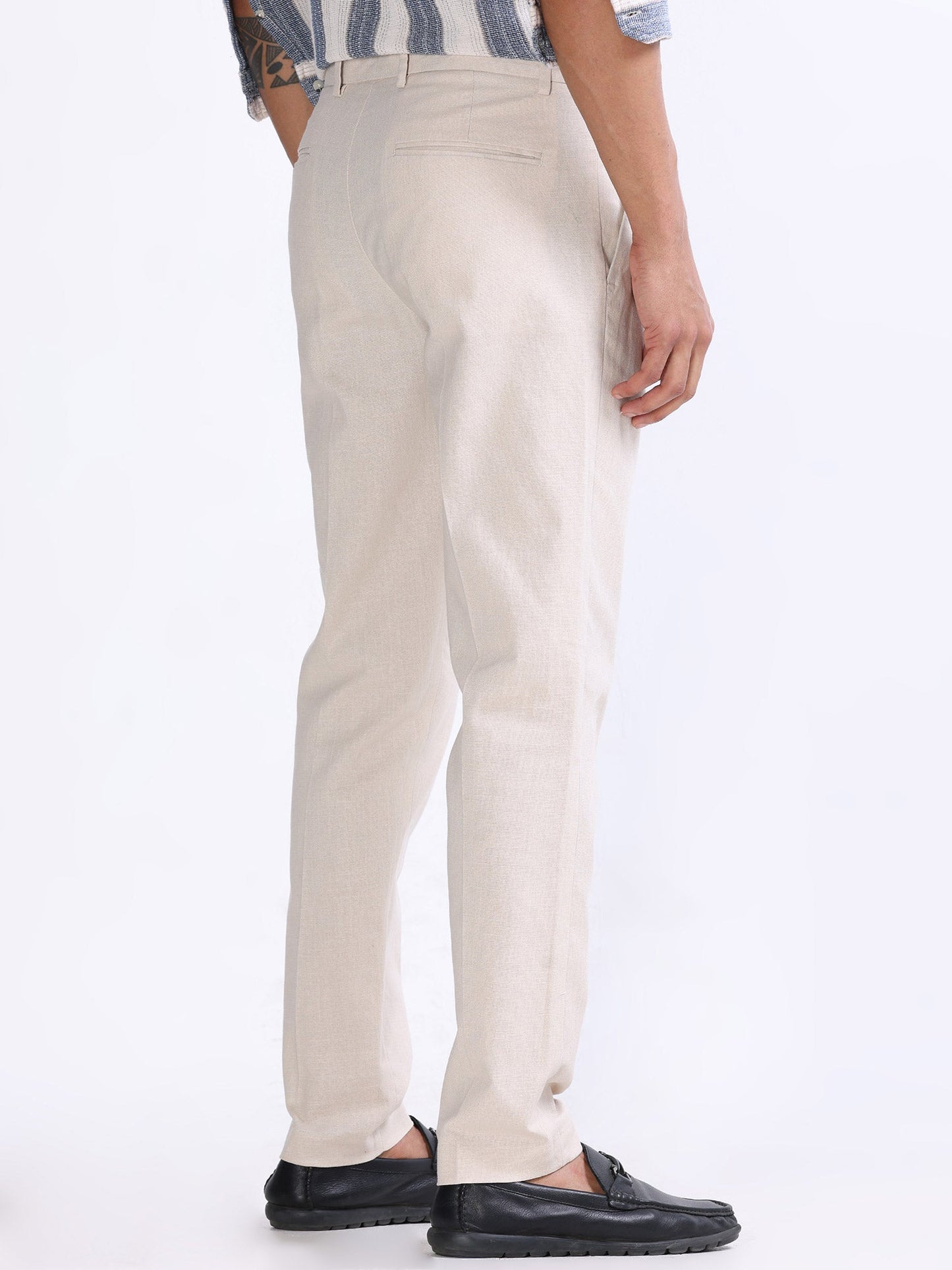 Raw Slub Cream Pleated Pant