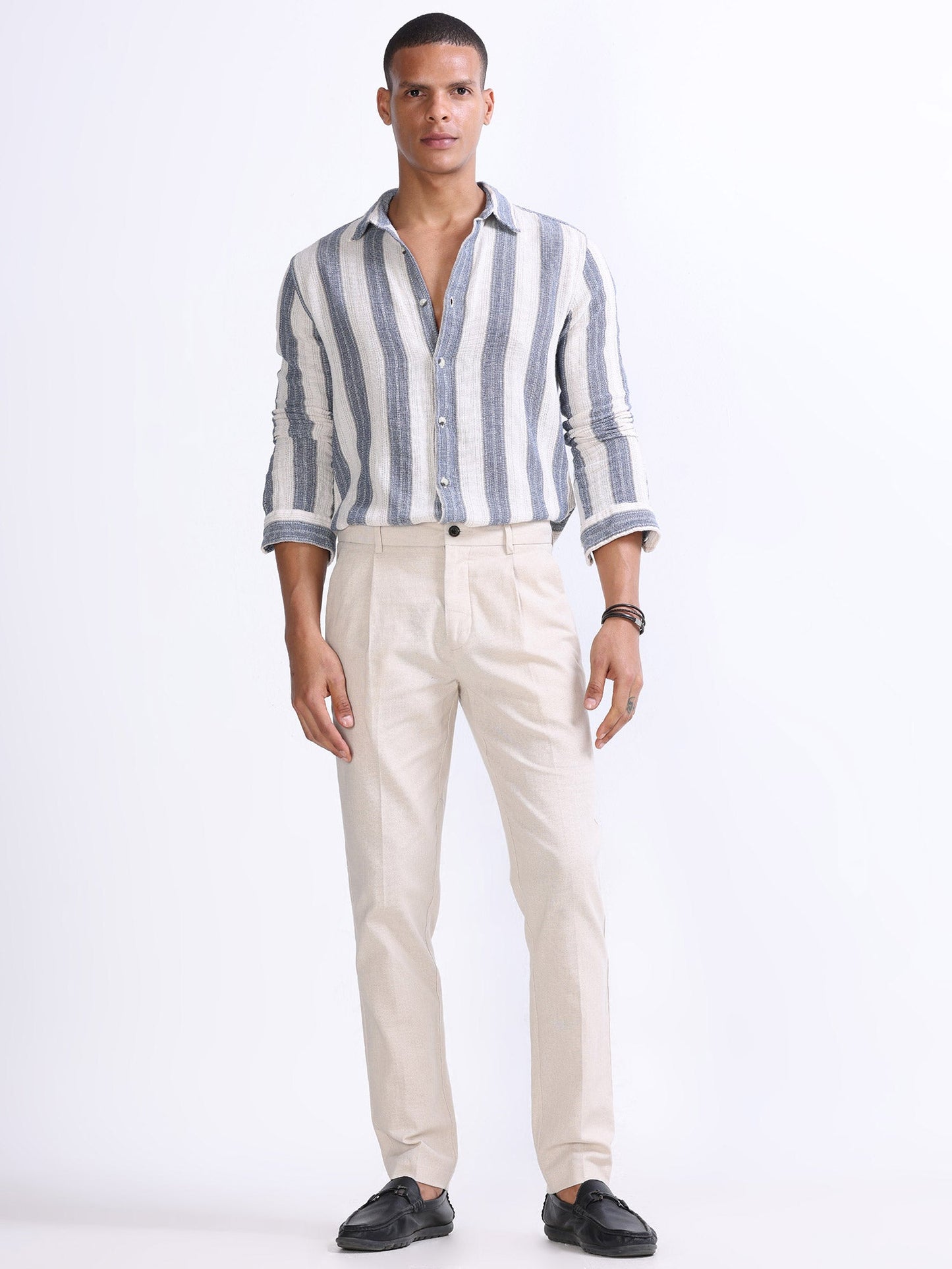 Raw Slub Cream Pleated Pant