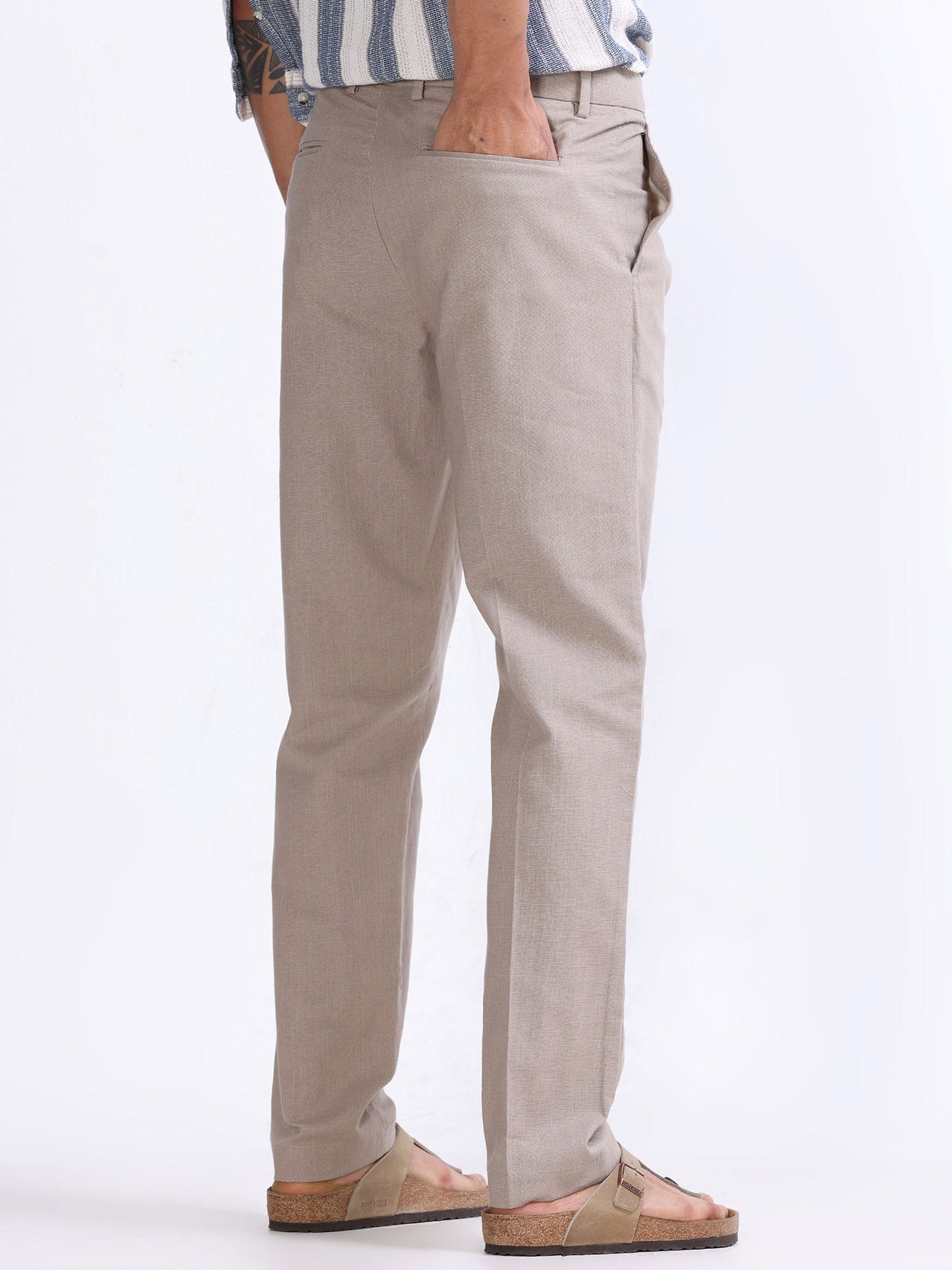 Raw Slub Dust Pleated Pant