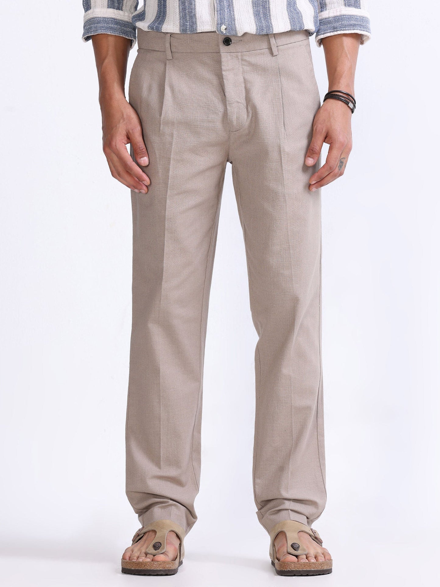 Raw Slub Dust Pleated Pant