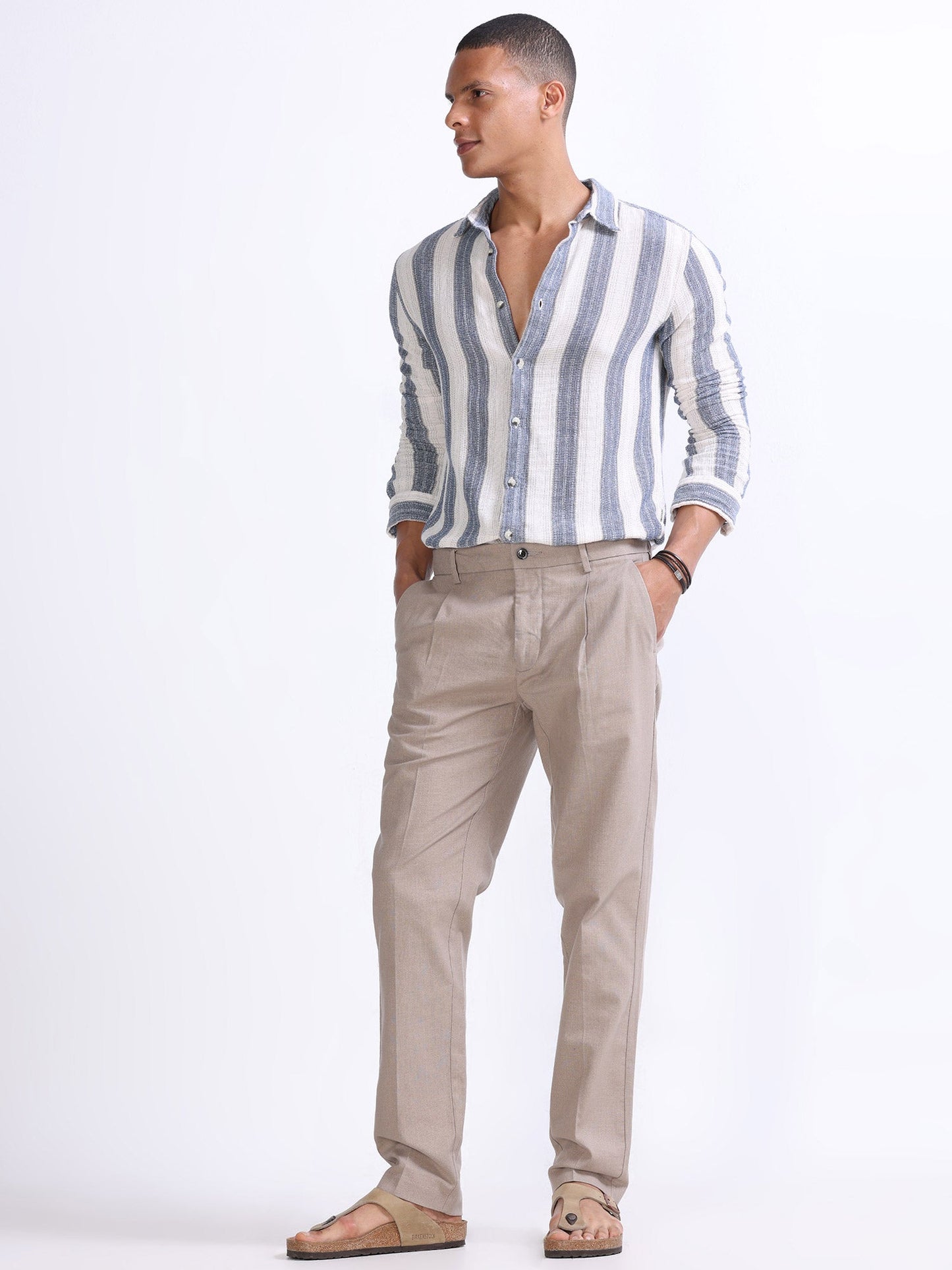 Raw Slub Dust Pleated Pant