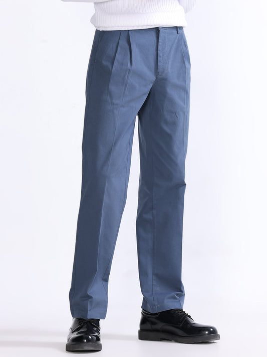 Duca Double Pleated Aqua Blue Relaxed Pant