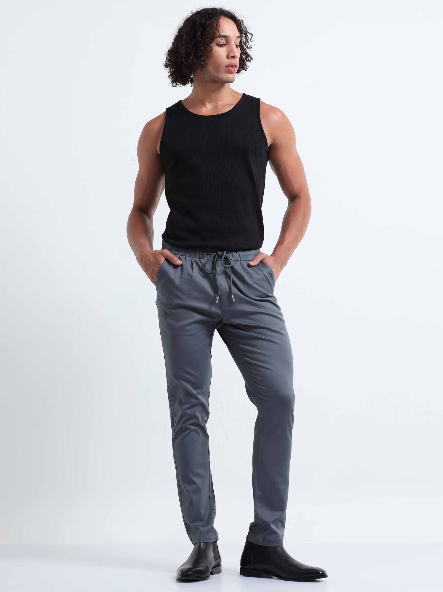 Rich Cotton Stone Blue Flexi Waist Ankle Pant