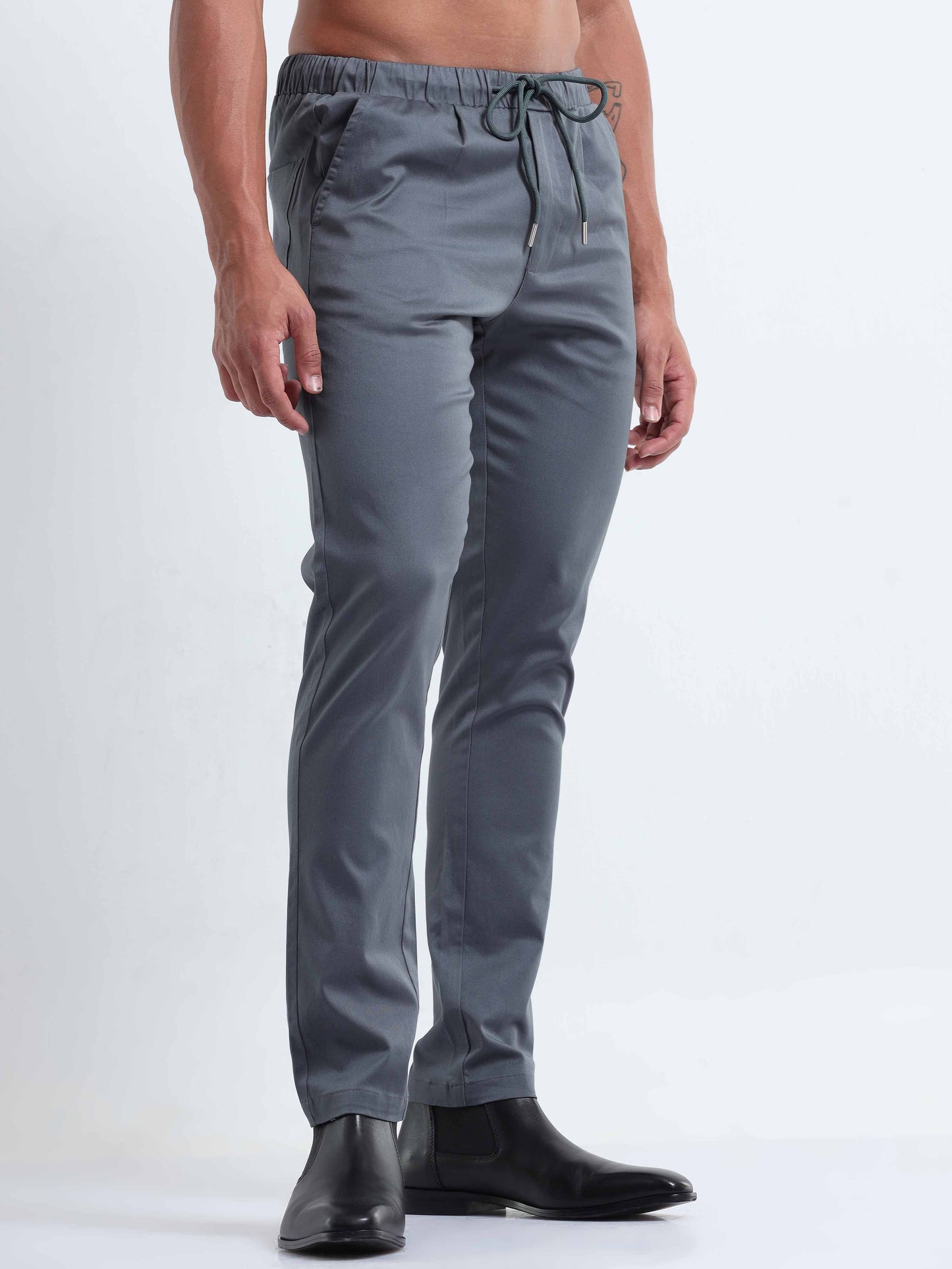 Rich Cotton Stone Blue Flexi Waist Ankle Pant