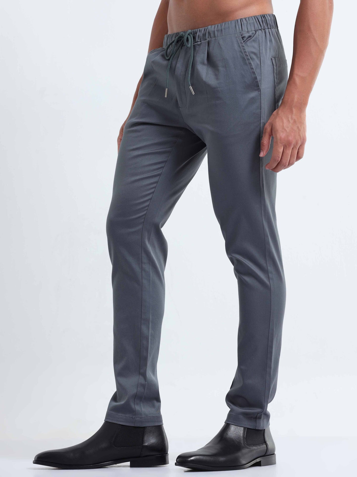 Rich Cotton Stone Blue Flexi Waist Ankle Pant