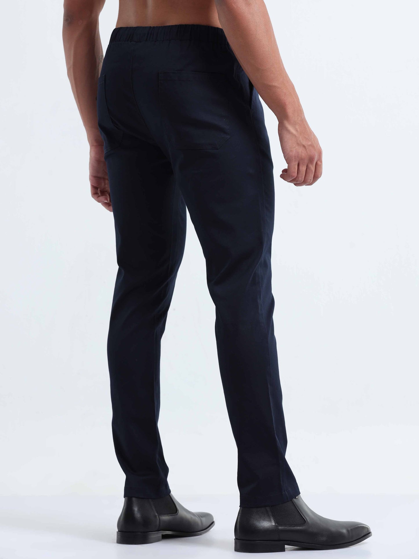 Rich Cotton Navy Flexi Waist Ankle Pant