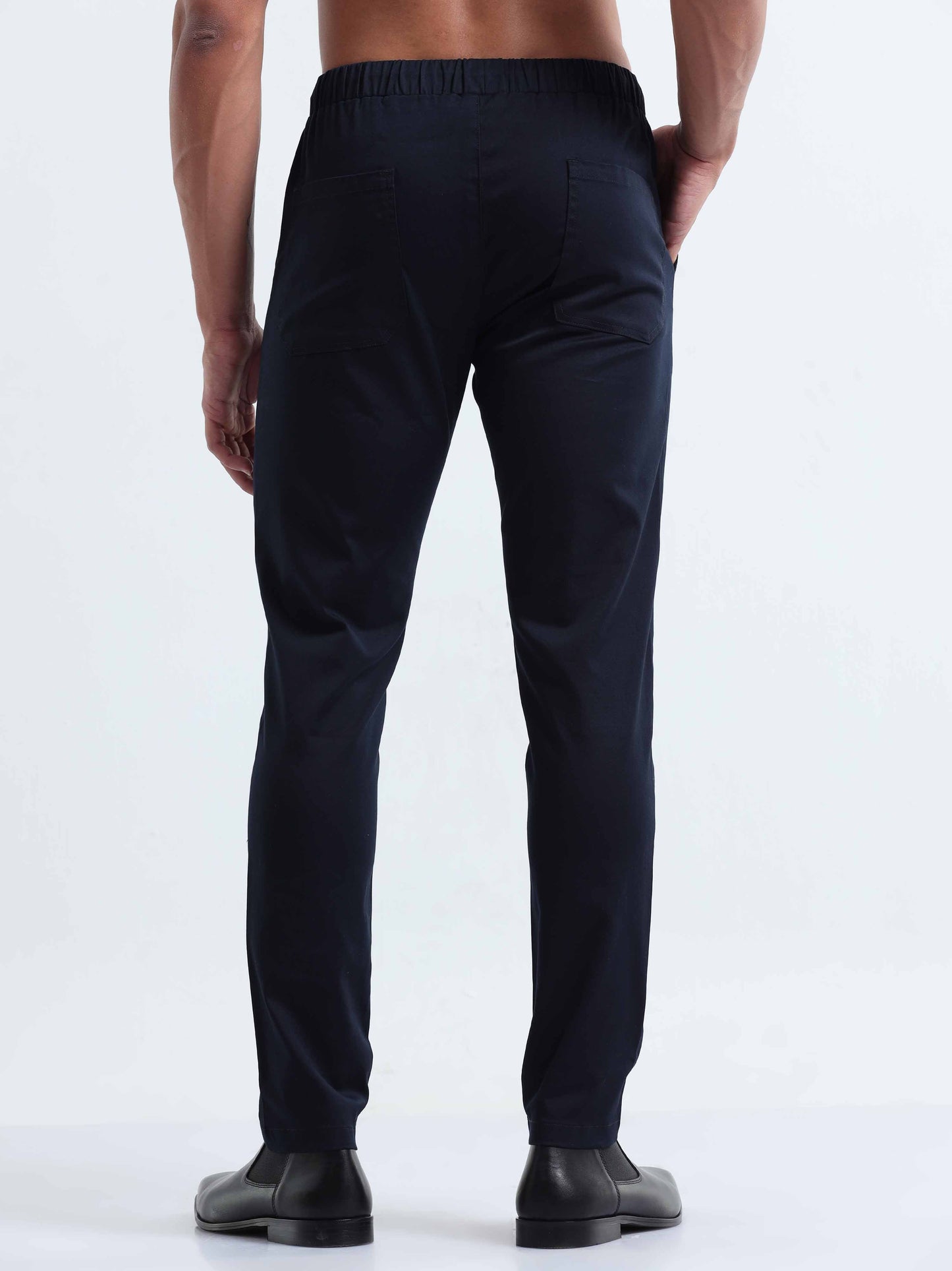 Rich Cotton Navy Flexi Waist Ankle Pant