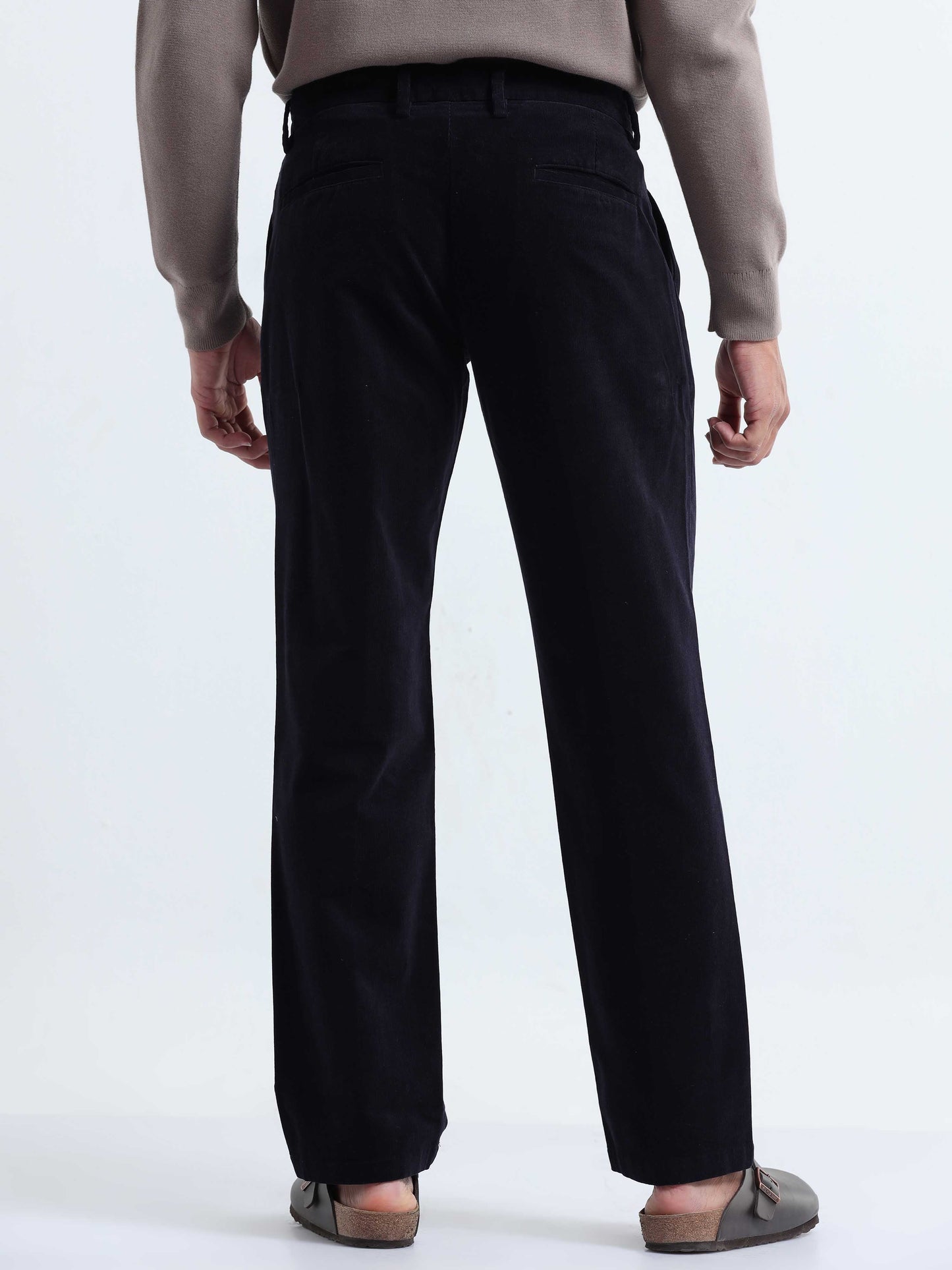Soft Corduroy Navy Relaxed Pleated Pant