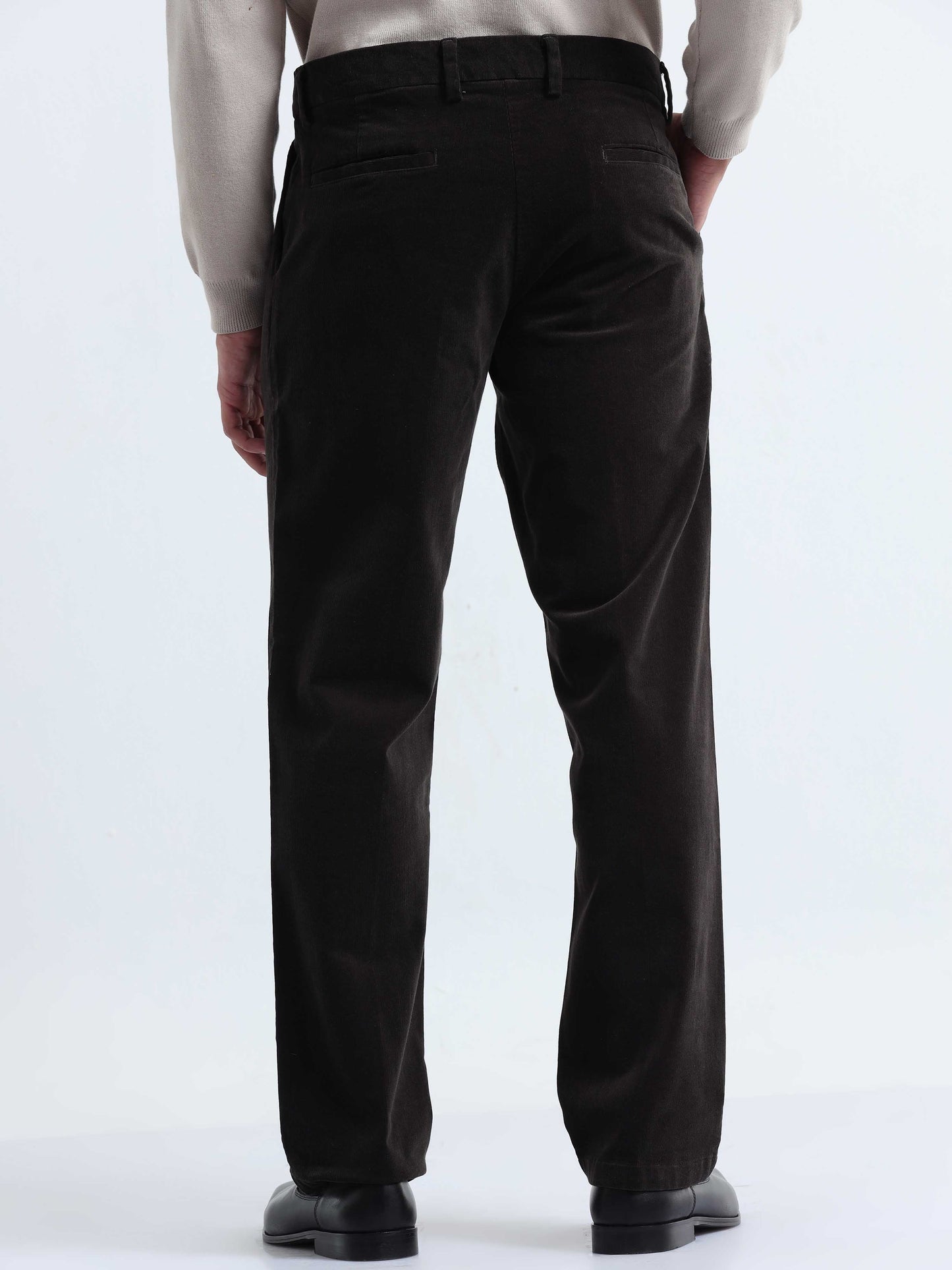 Soft Corduroy Dark Olive Relaxed Pleated Pant