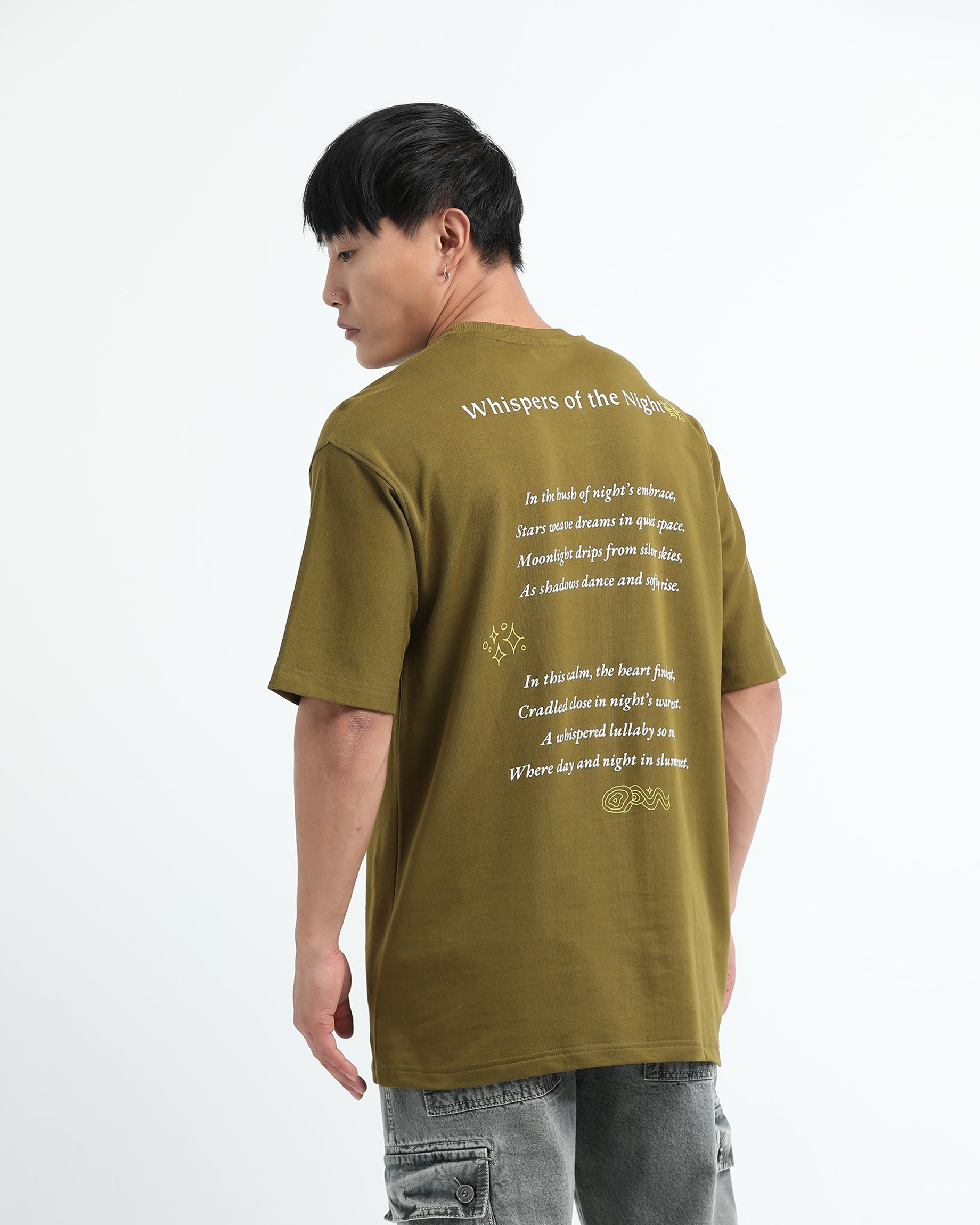 WHISPERS OF THE NIGHT MOSS GREEN TEE - Relaxed Fit