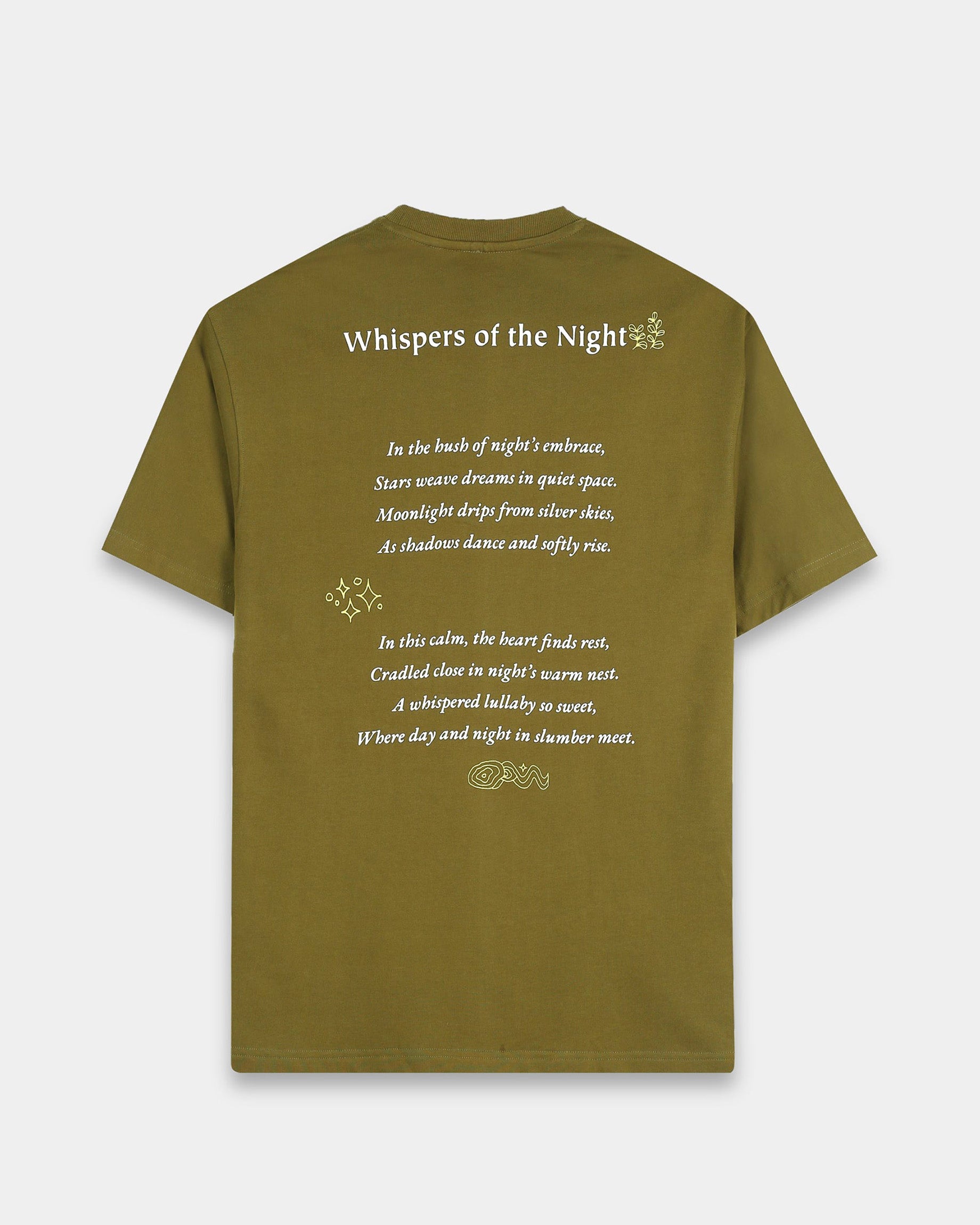 WHISPERS OF THE NIGHT MOSS GREEN TEE - Relaxed Fit