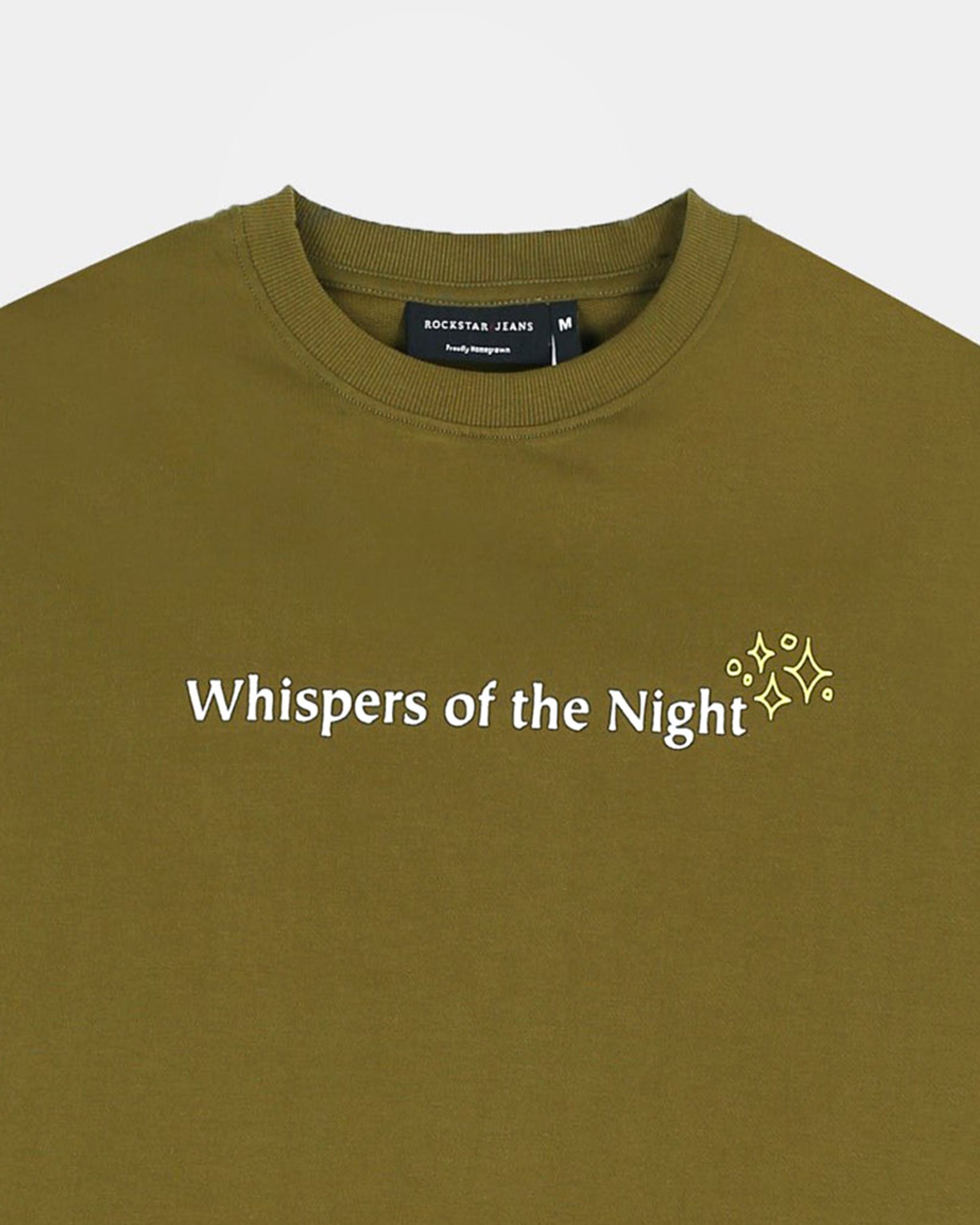 WHISPERS OF THE NIGHT MOSS GREEN TEE - Relaxed Fit