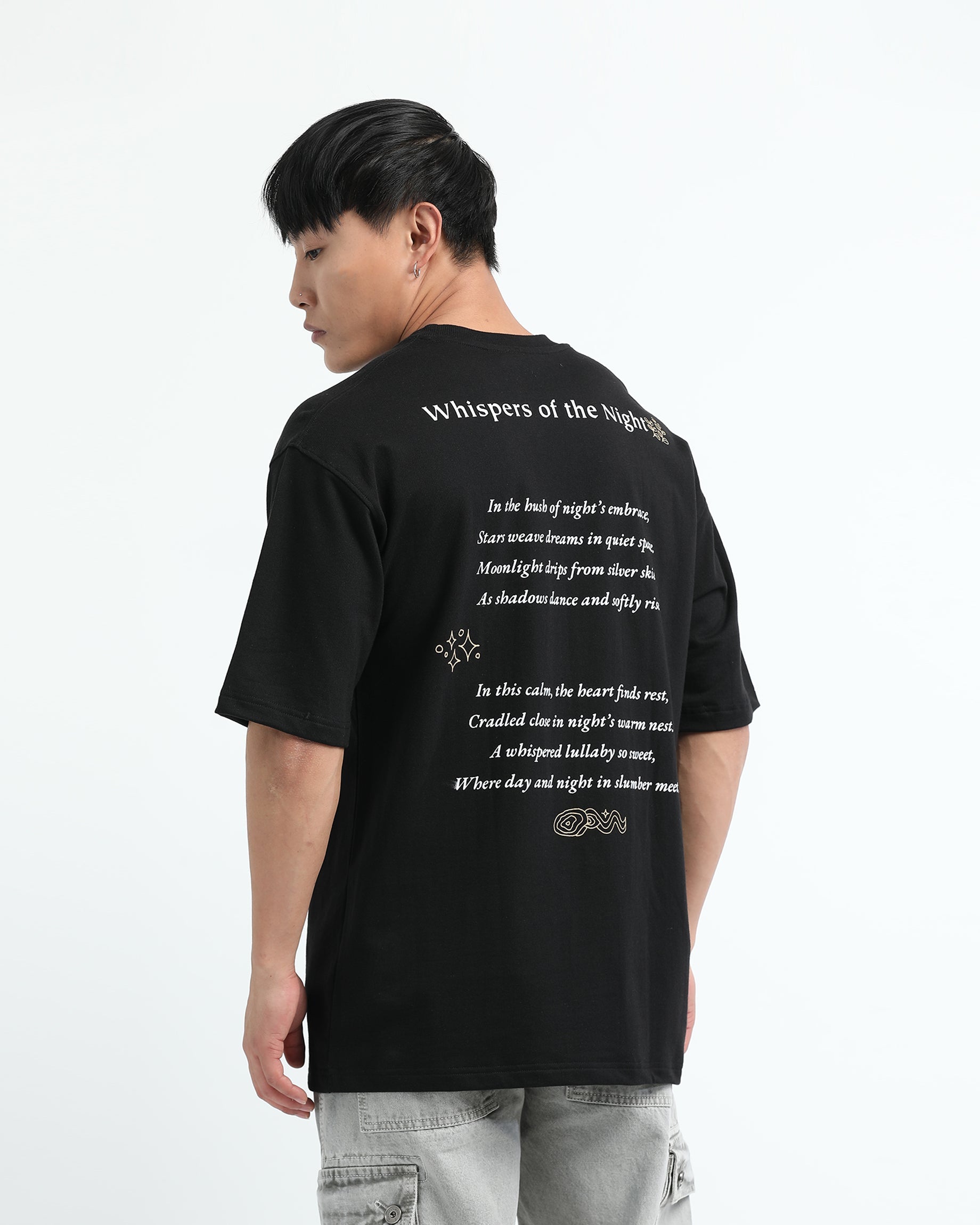 WHISPERS OF THE NIGHT BLACK TEE - Relaxed Fit