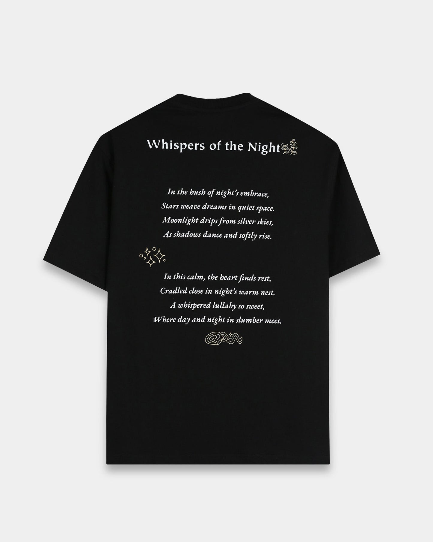WHISPERS OF THE NIGHT BLACK TEE - Relaxed Fit