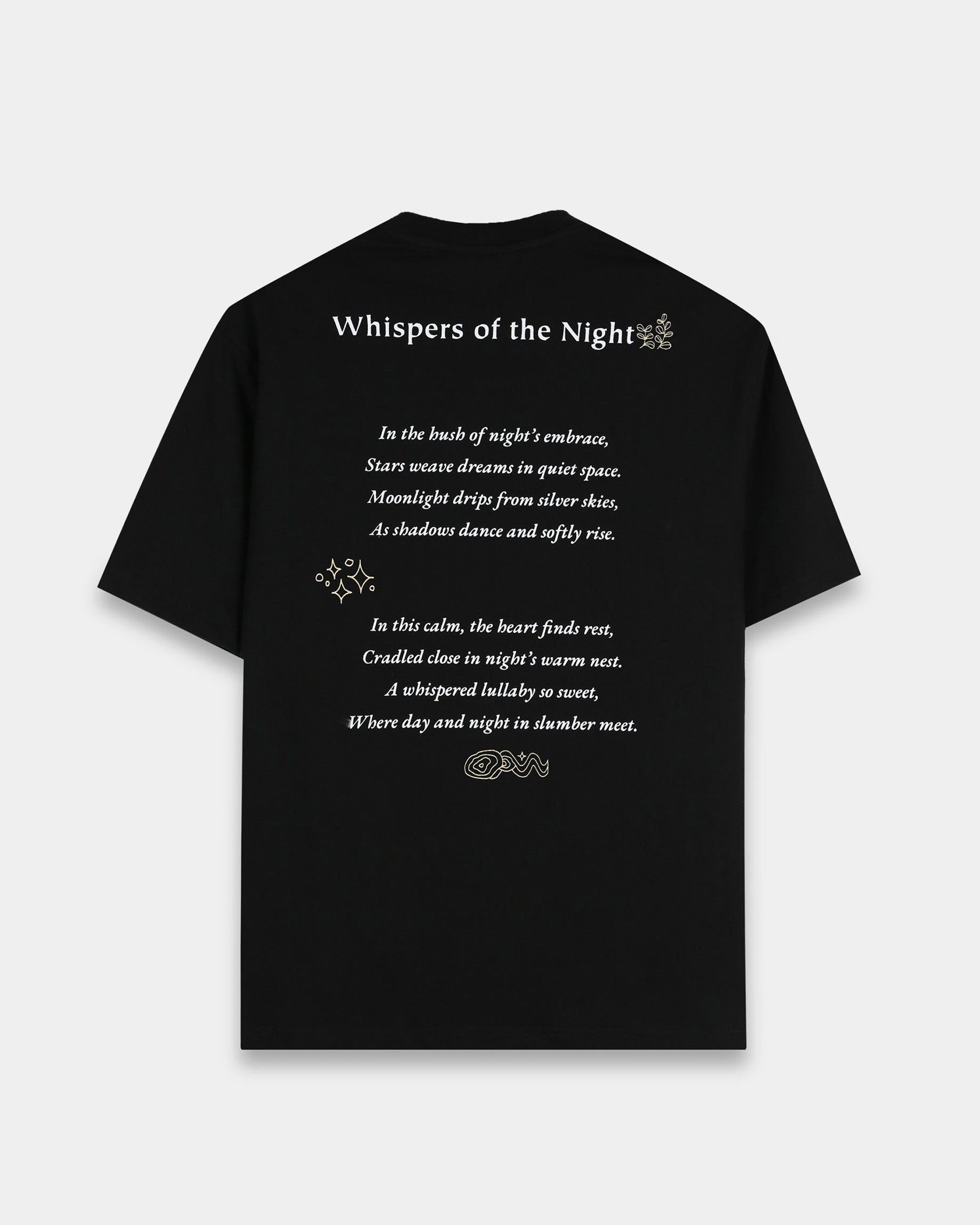 WHISPERS OF THE NIGHT BLACK TEE - Relaxed Fit