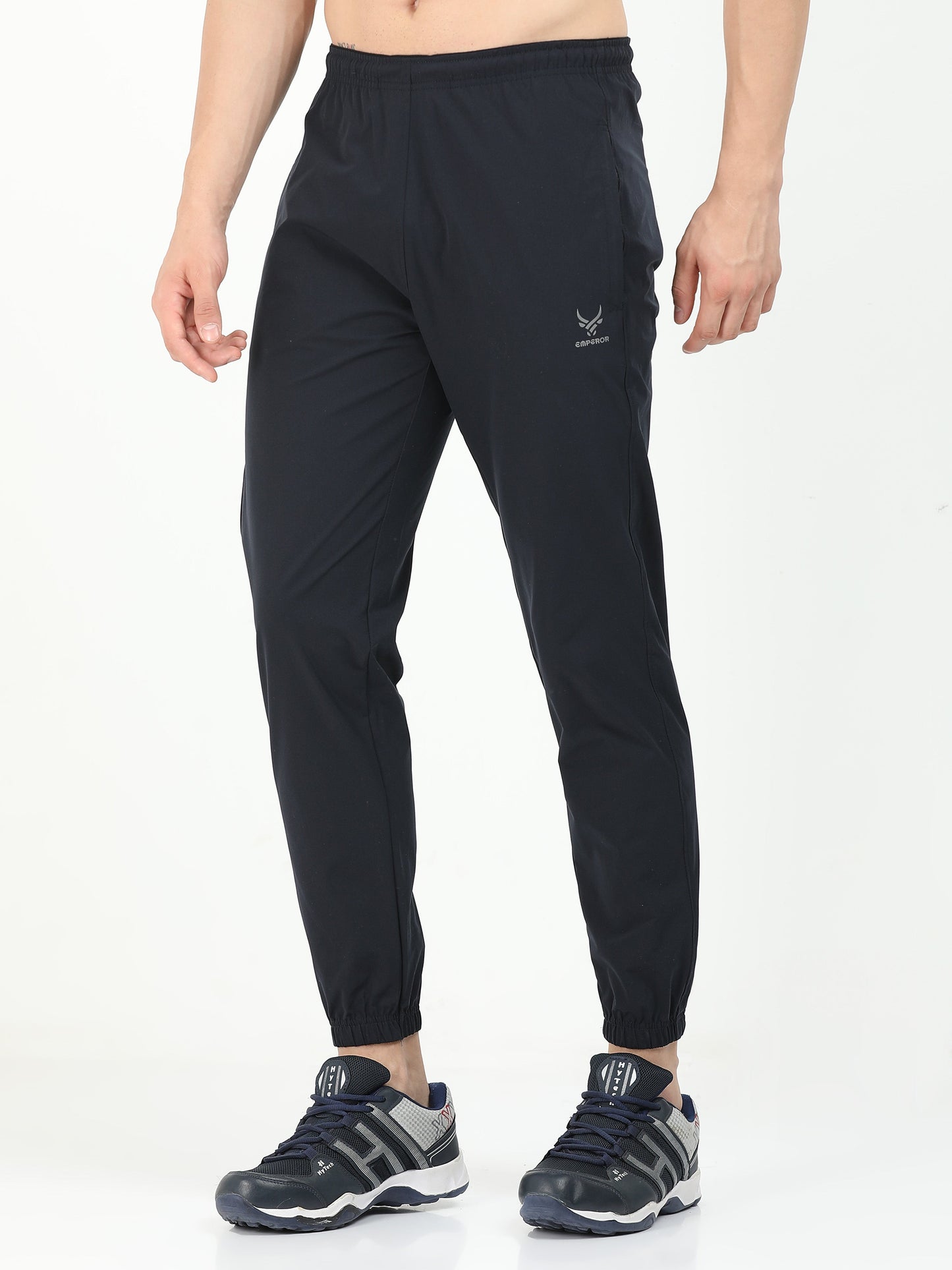 Men’s Jet Black Poly Woven Jogger Pants – Lightweight Comfort Fit