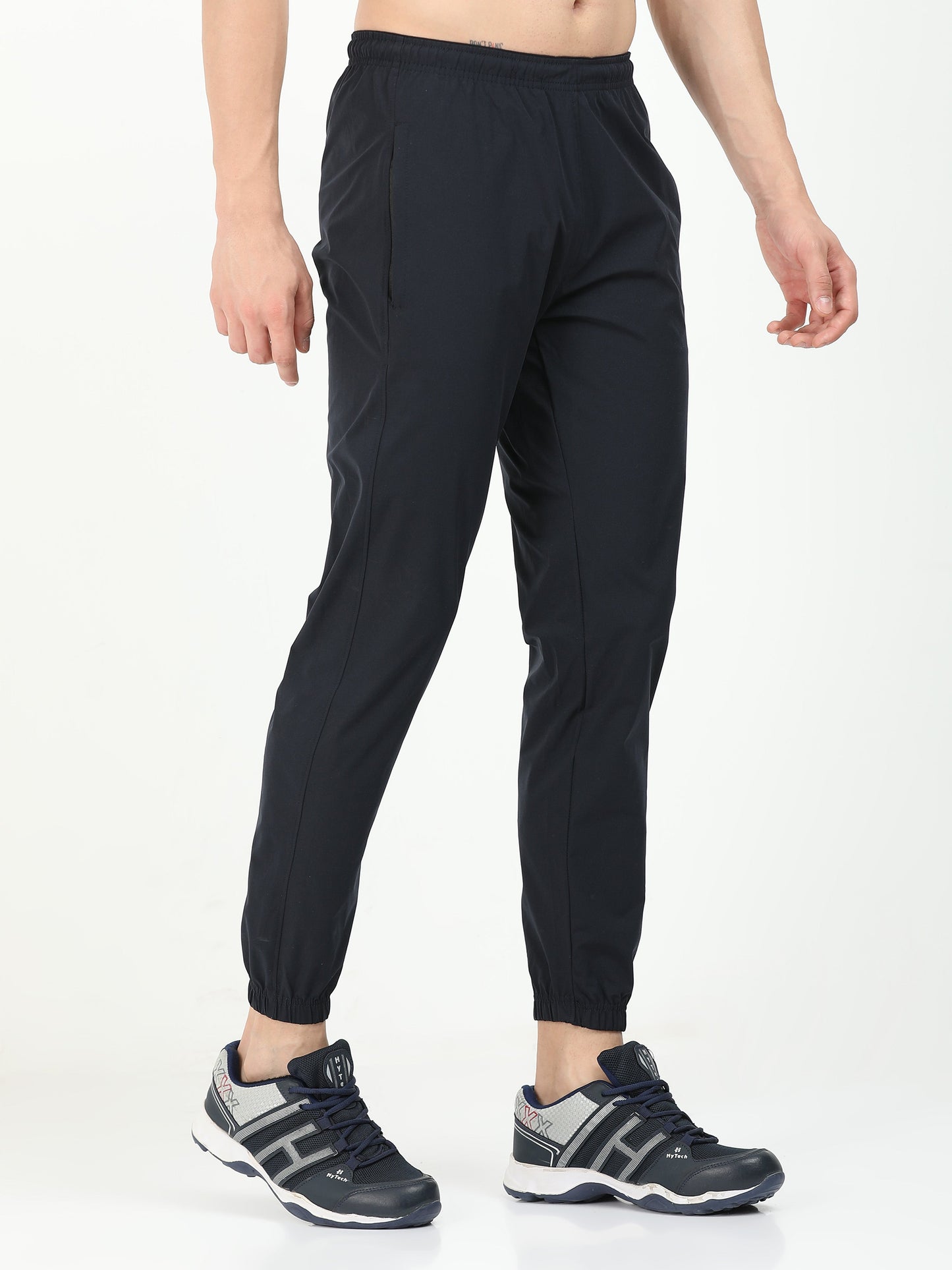 Men’s Jet Black Poly Woven Jogger Pants – Lightweight Comfort Fit