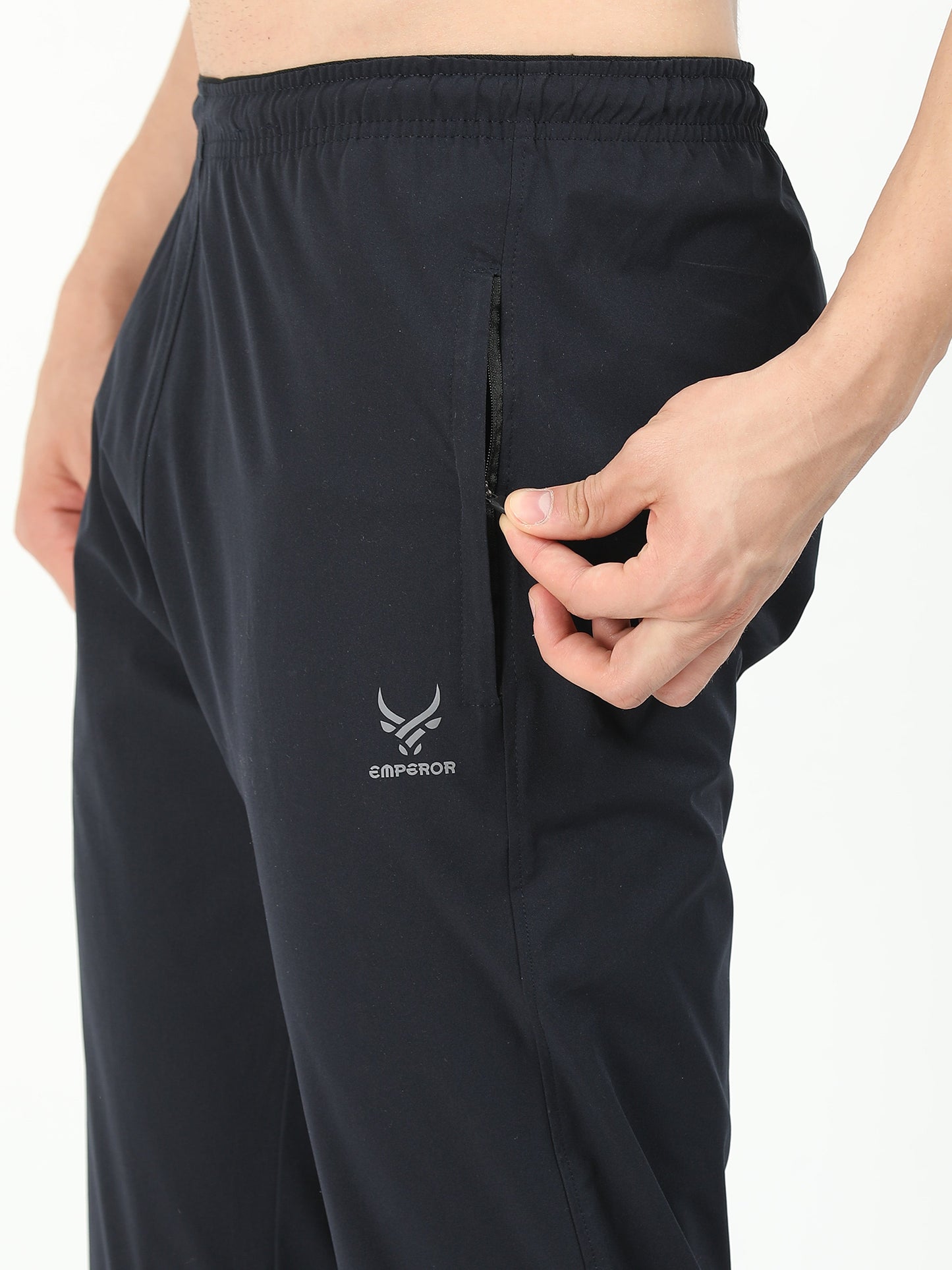 Men’s Jet Black Poly Woven Jogger Pants – Lightweight Comfort Fit