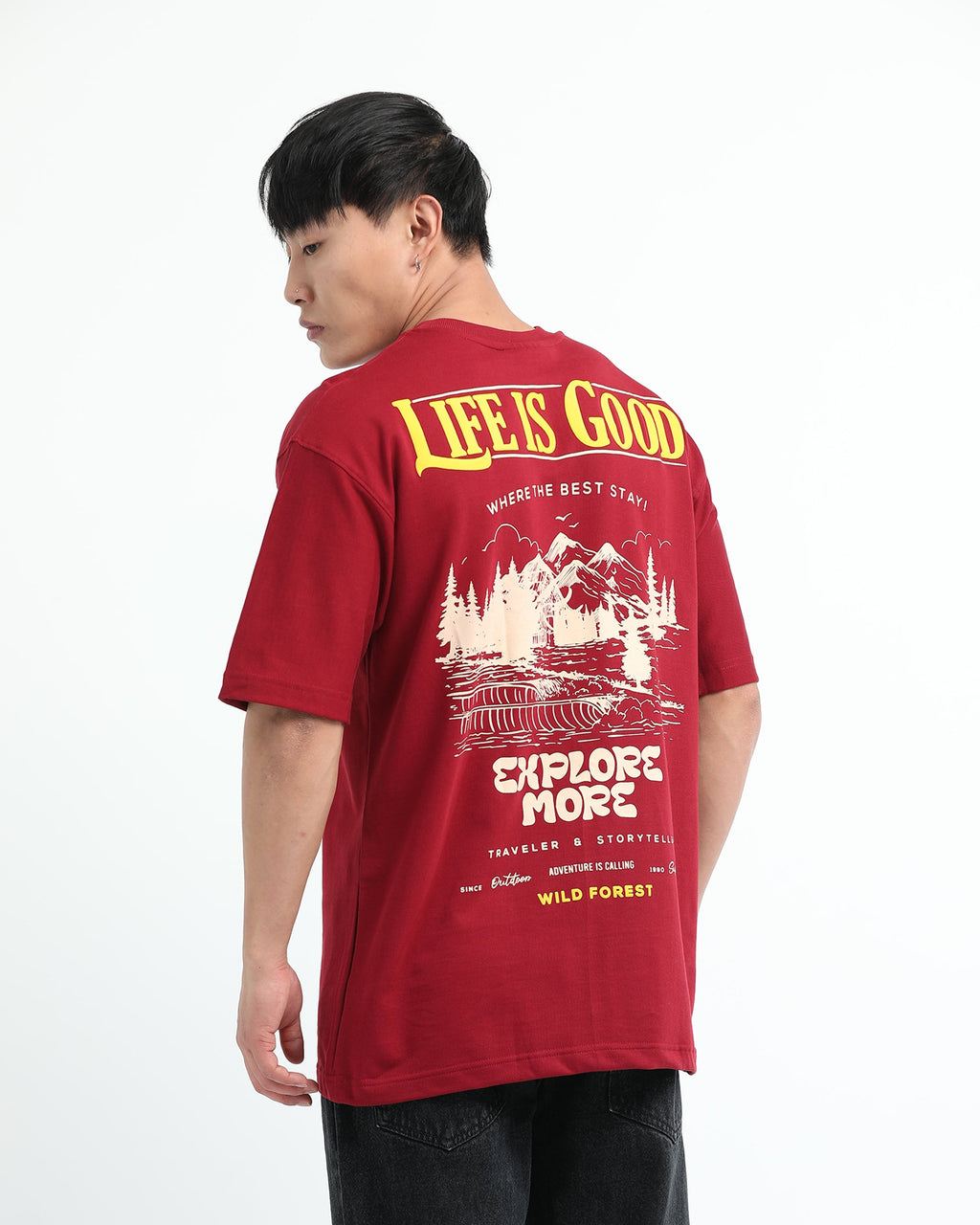 LIFE IS GOOD MAROON TEE - Relaxed Fit