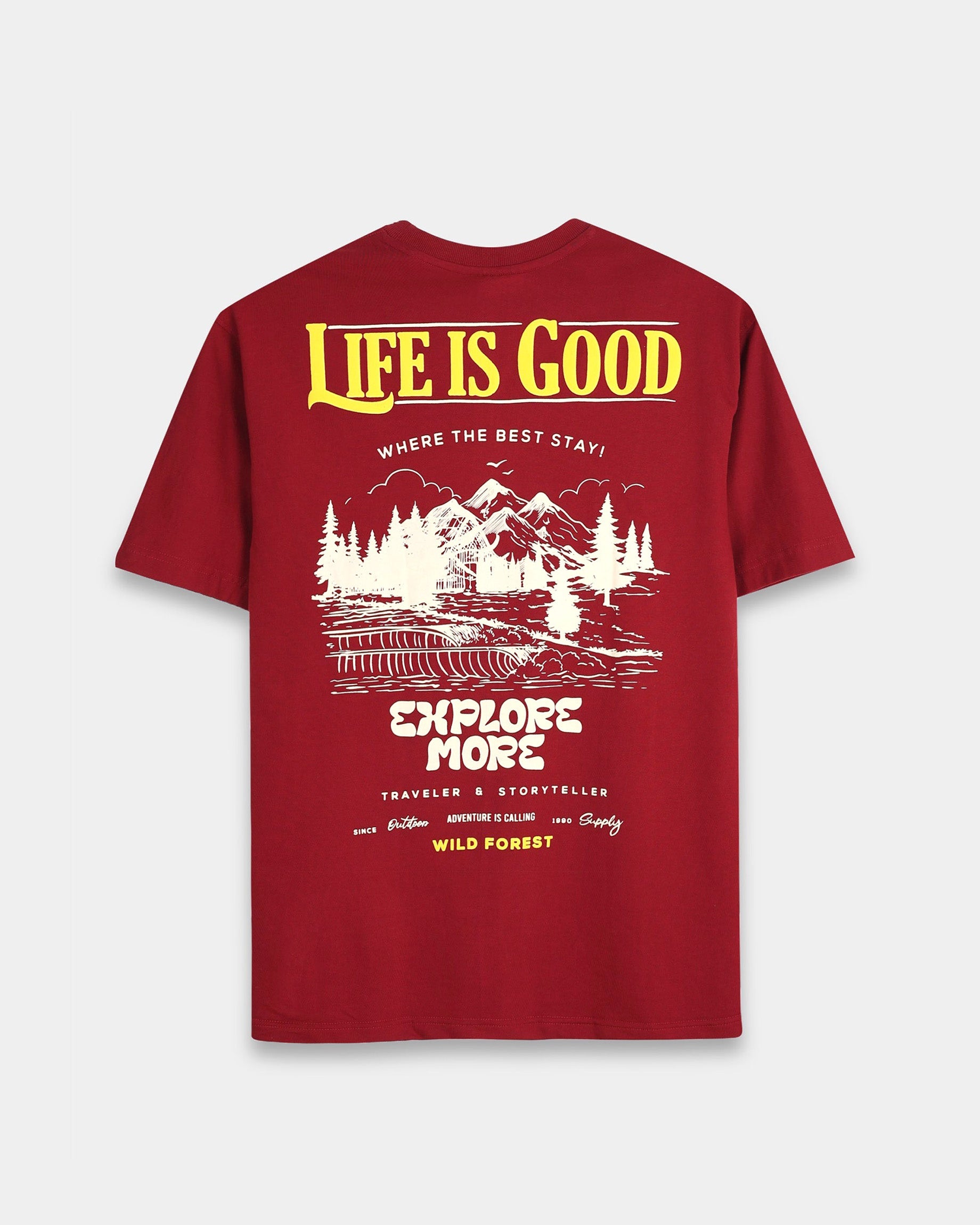 LIFE IS GOOD MAROON TEE - Relaxed Fit