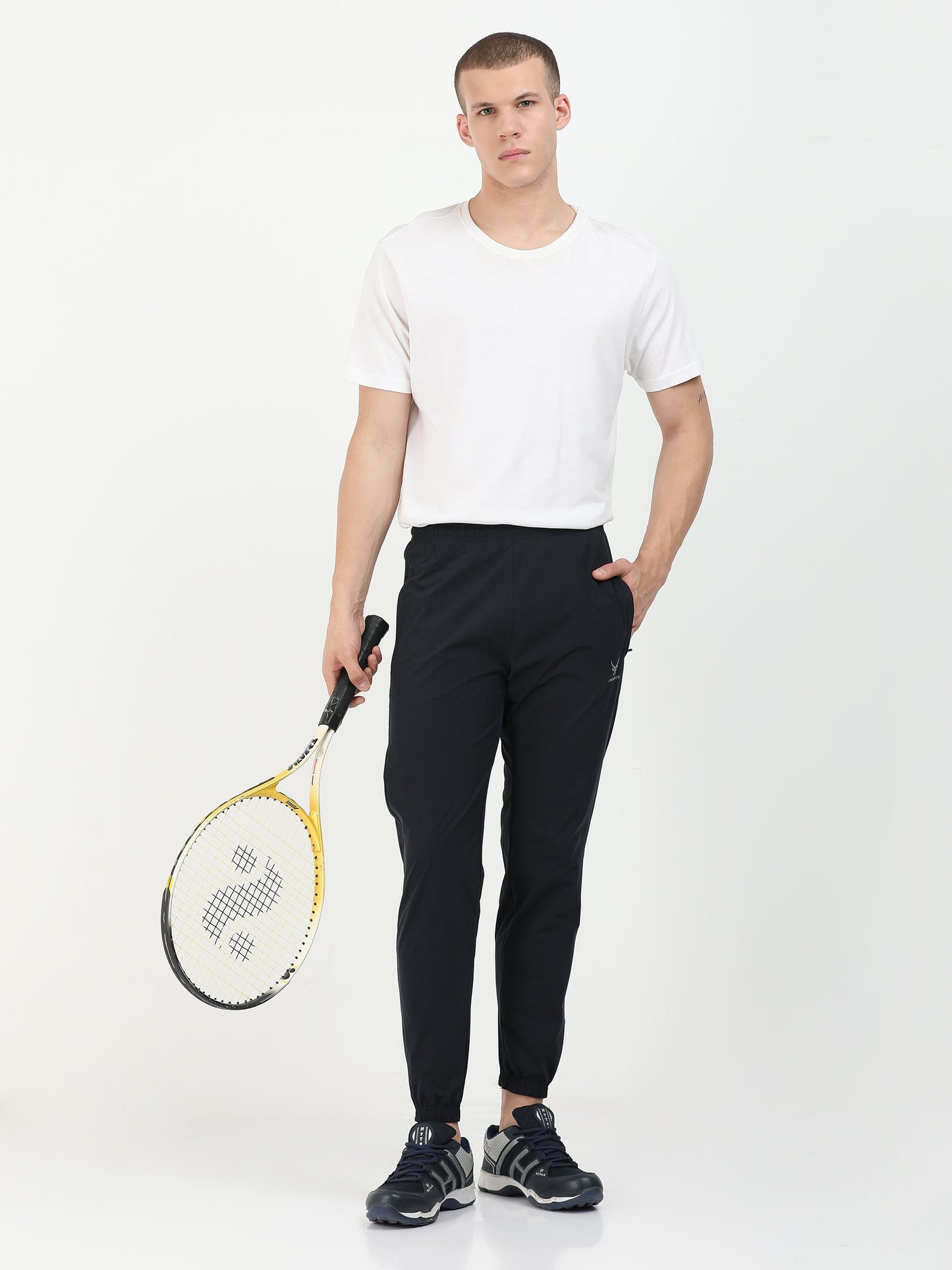 Men’s Jet Black Poly Woven Jogger Pants – Lightweight Comfort Fit