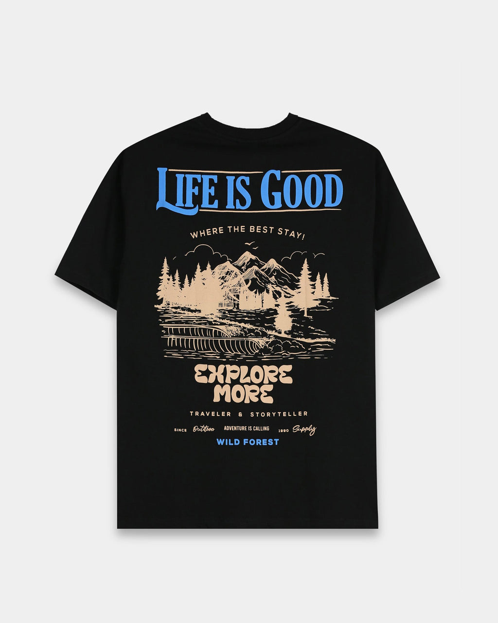 LIFE IS GOOD BLACK TEE - Relaxed Fit