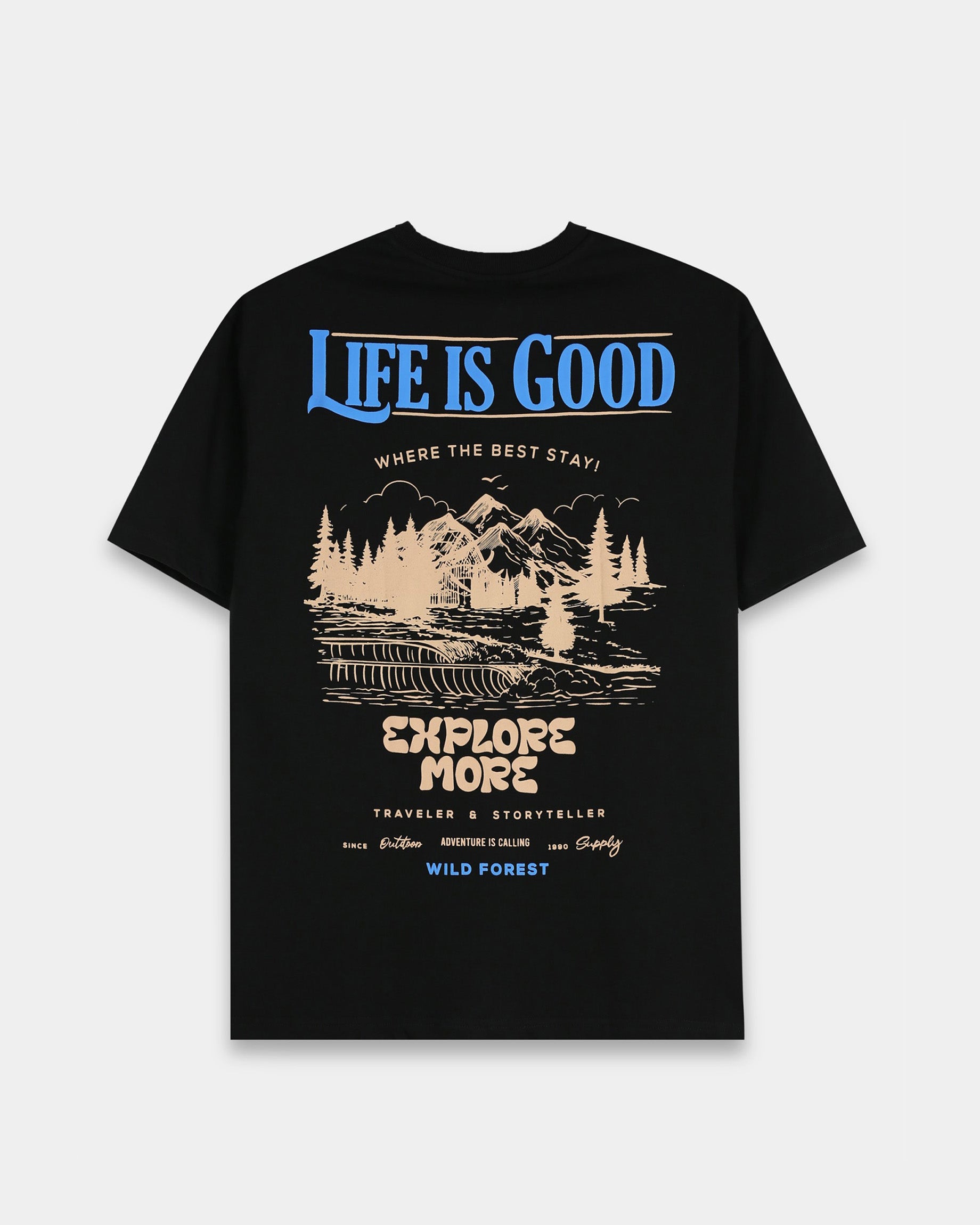 LIFE IS GOOD BLACK TEE - Relaxed Fit