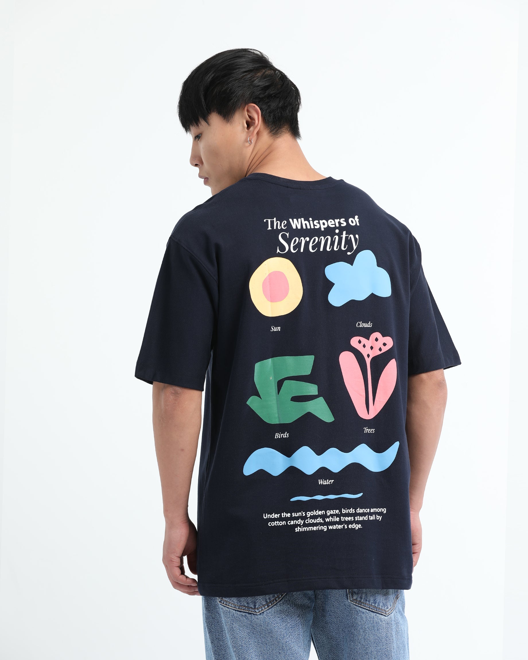 SERENITY NAVY BLUE TEE - Relaxed Fit