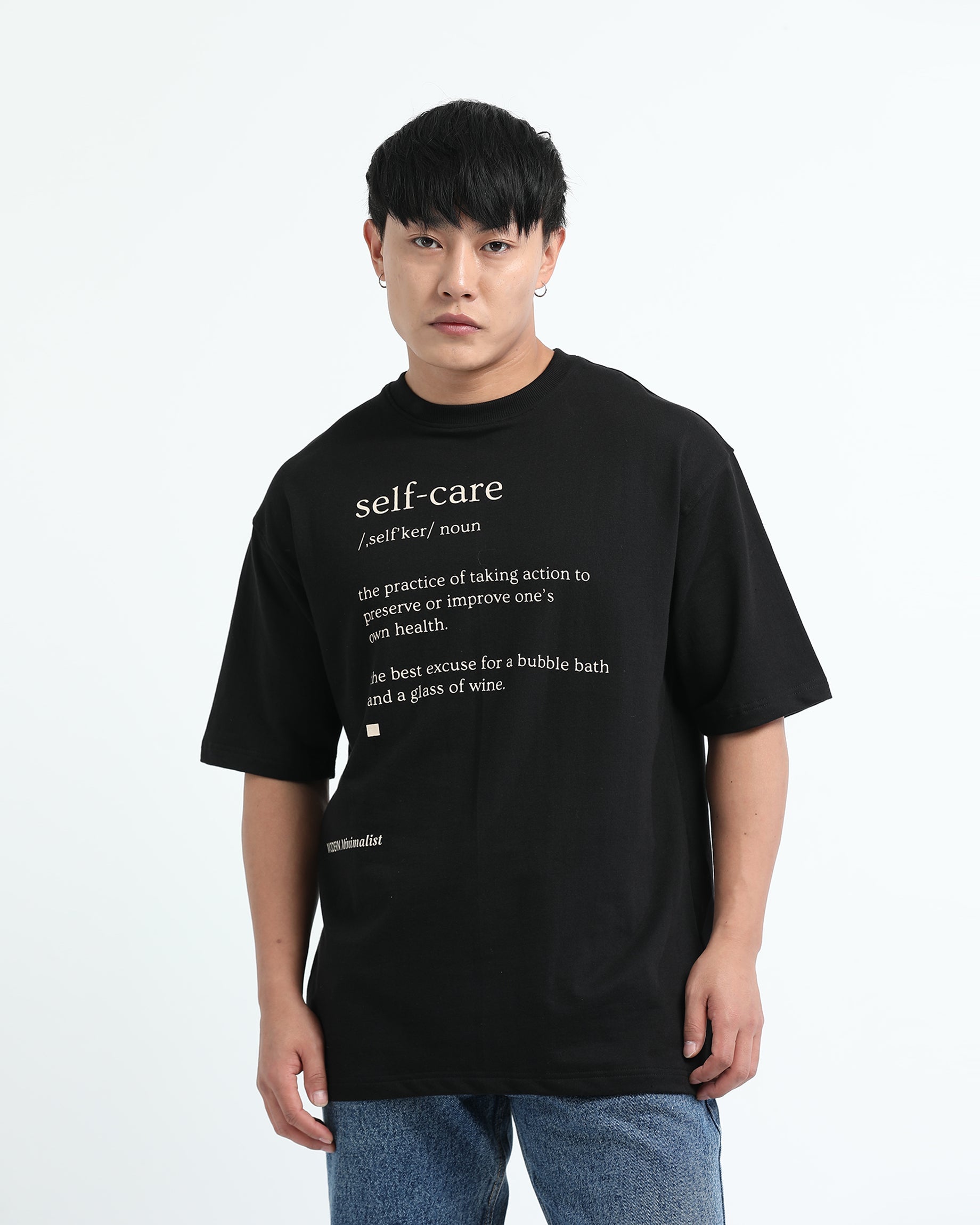SELF CARE BLACK TEE - Relaxed Fit